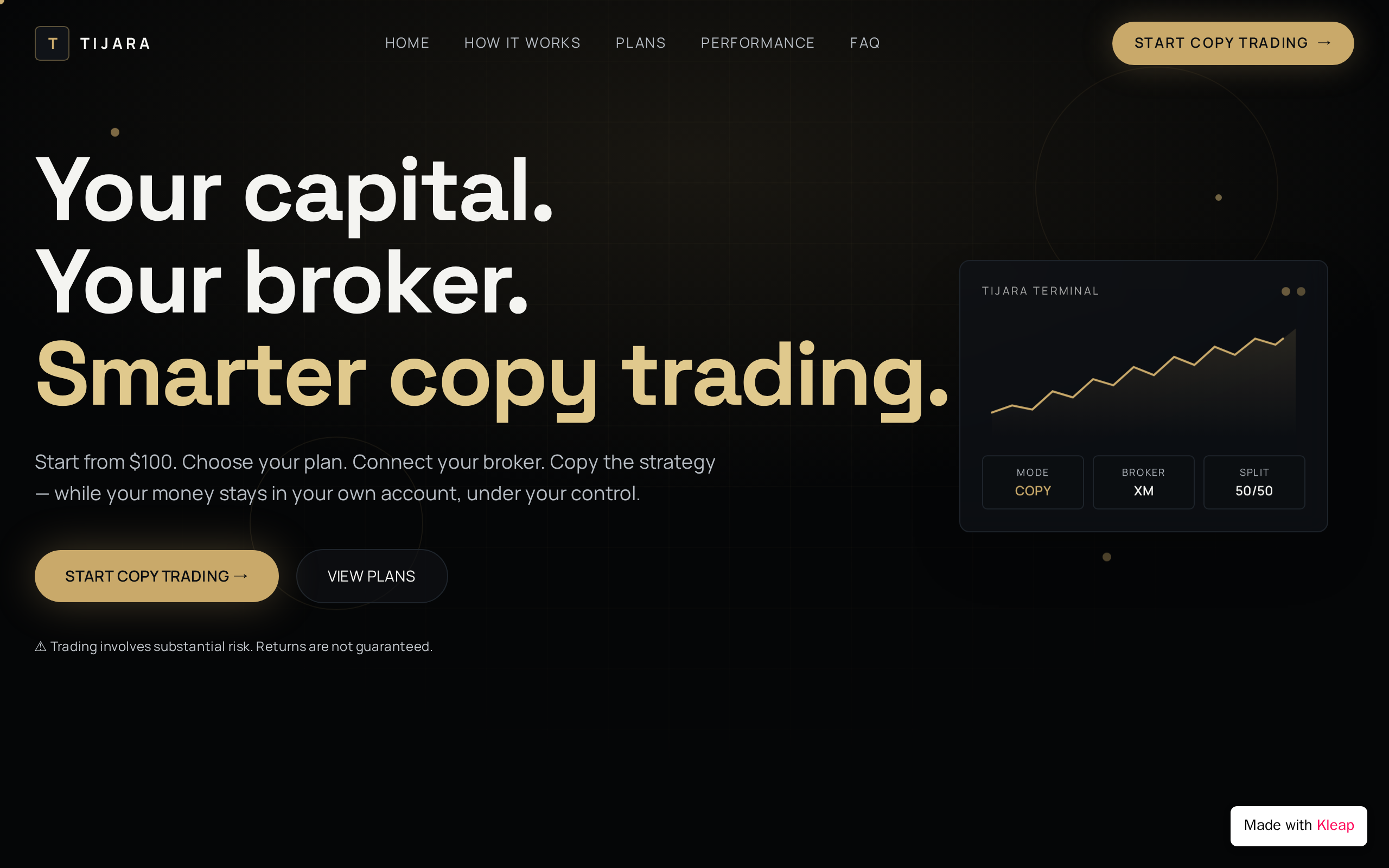 Tijara Copy Trading website example