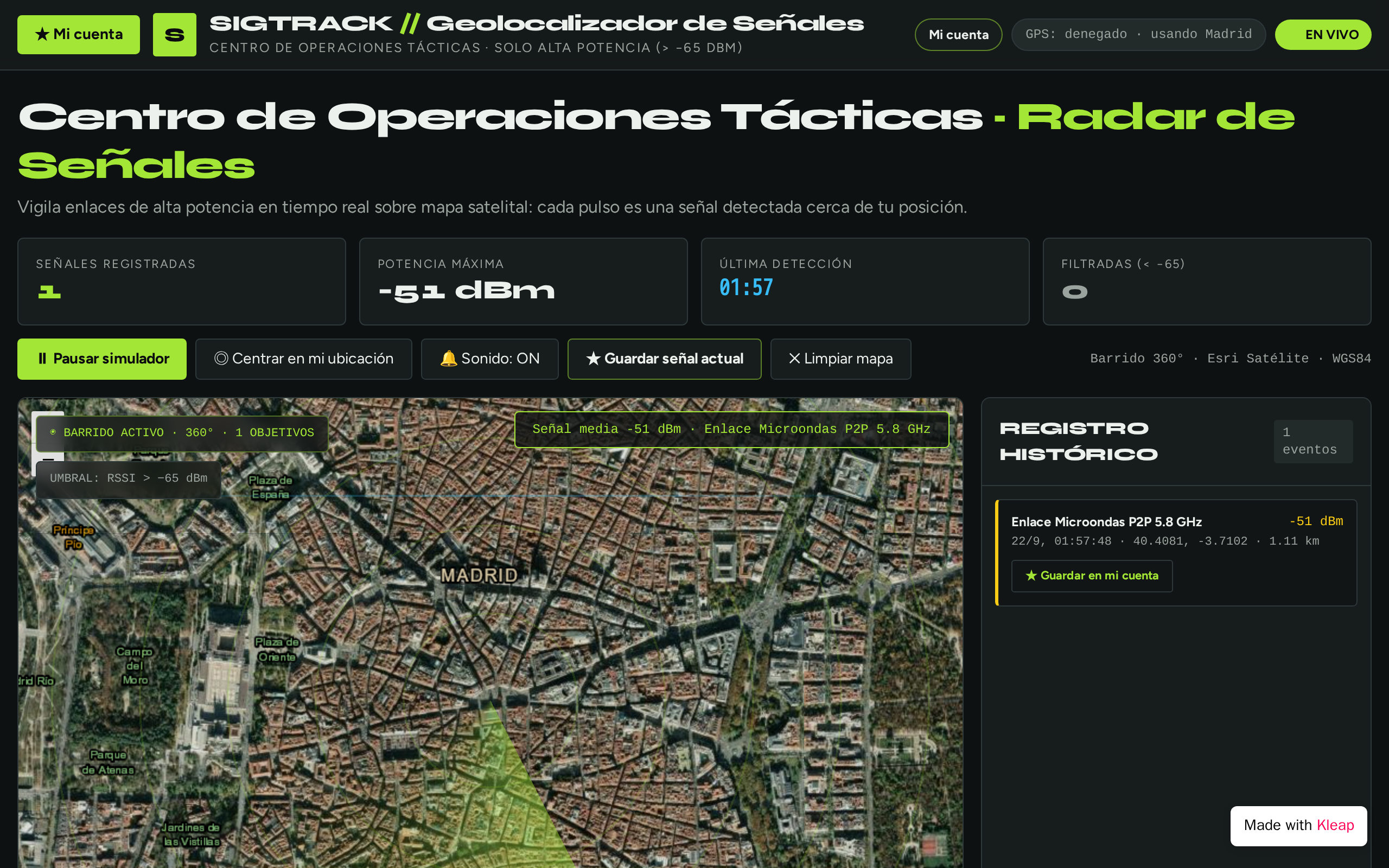 Geolocalizador de Señales de Radio y Red website example