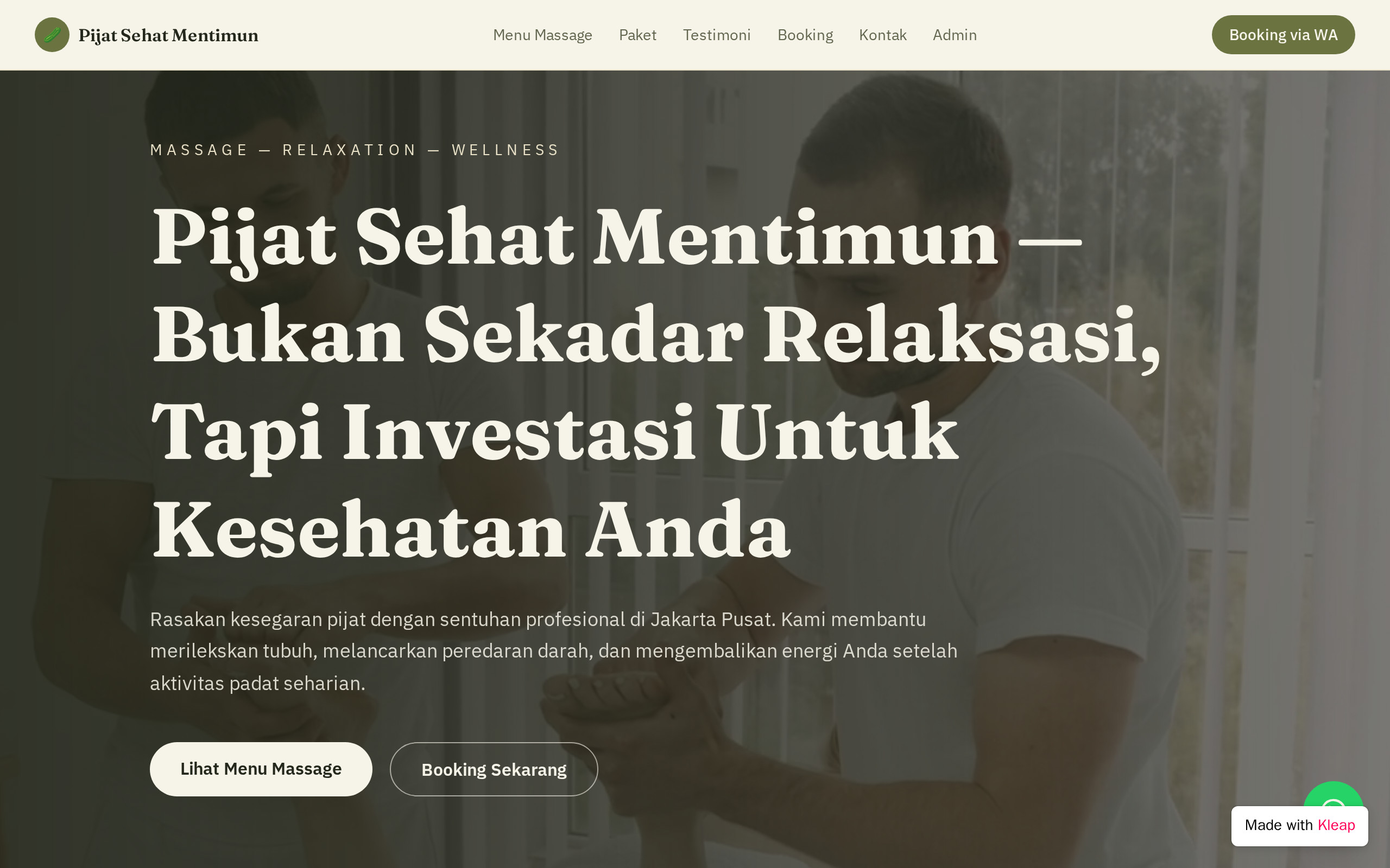 Pijat Panggilan Profesional Jakarta | Dipijat Sehat Mentimun