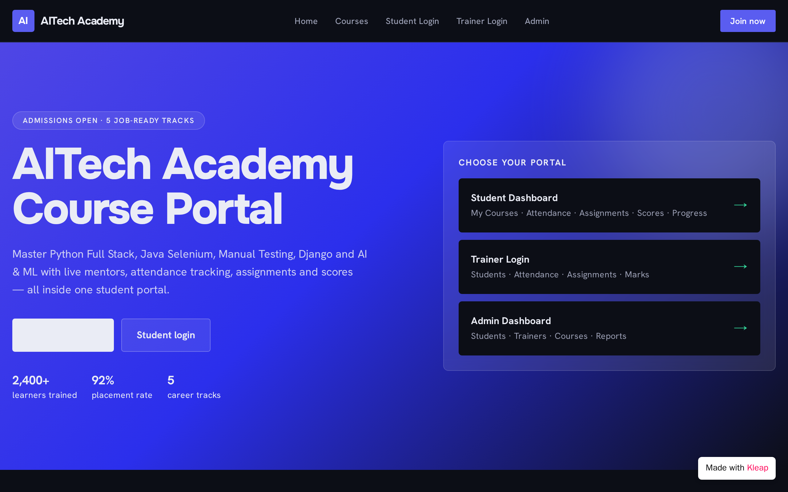Academy Course Portal