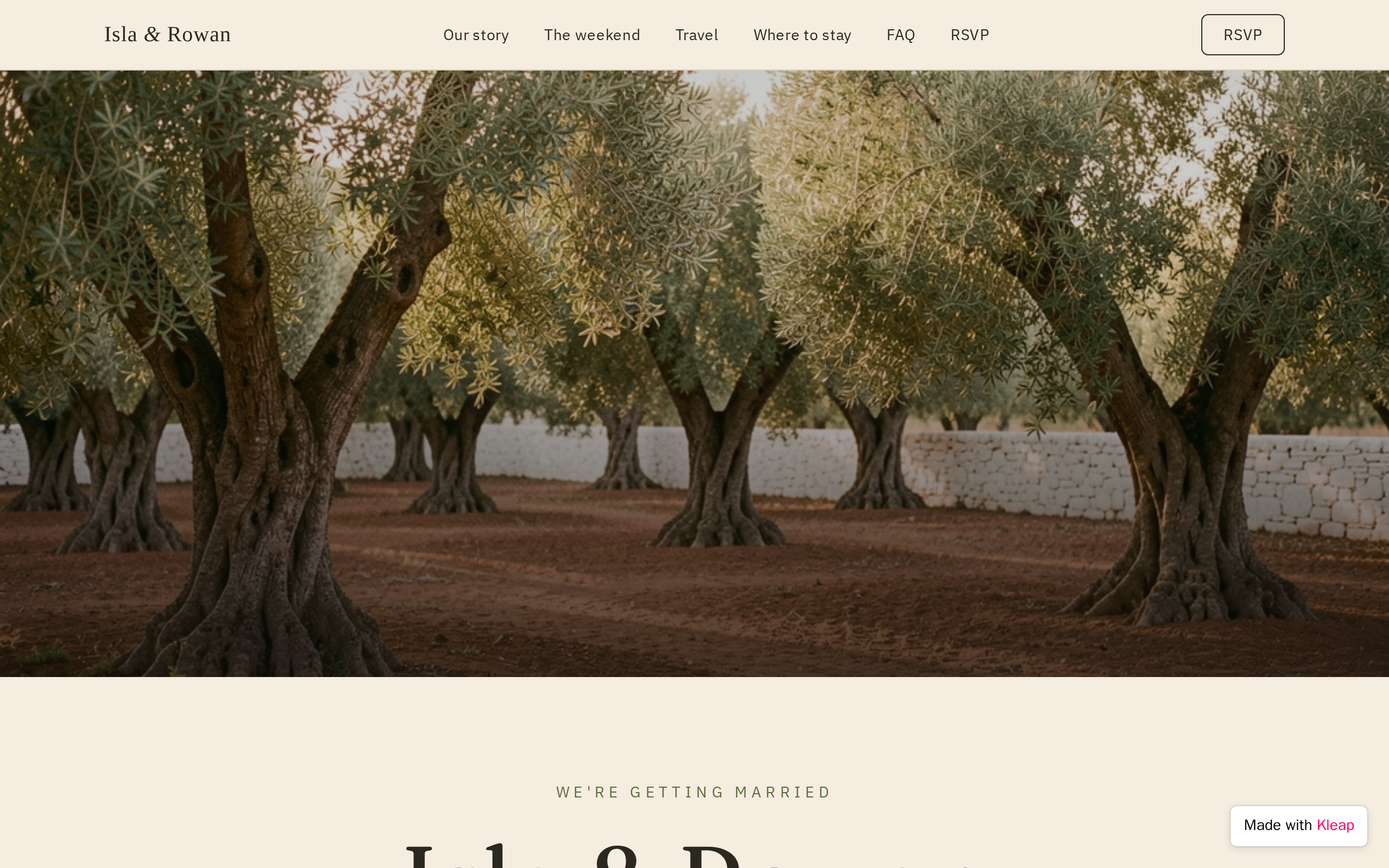 Isla & Rowan Wedding website example