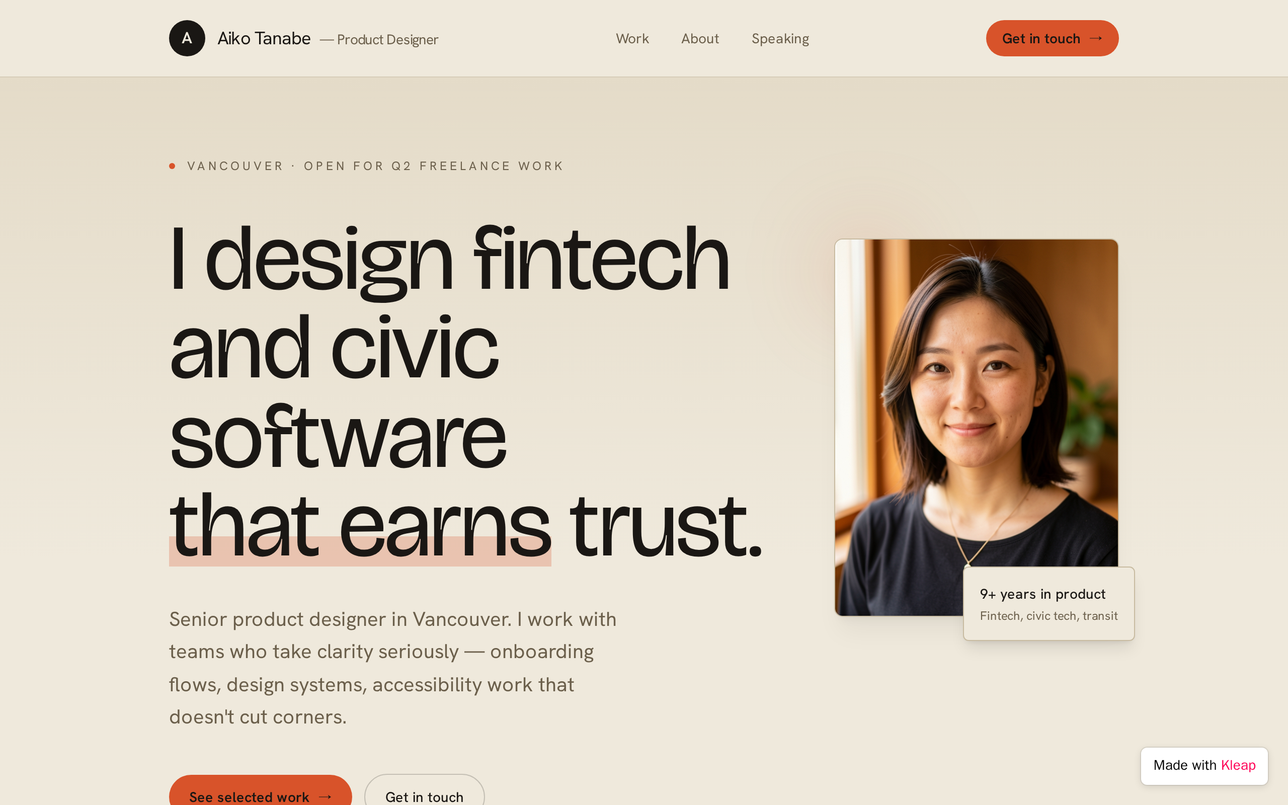 Aiko Tanabe — Personal Website website example