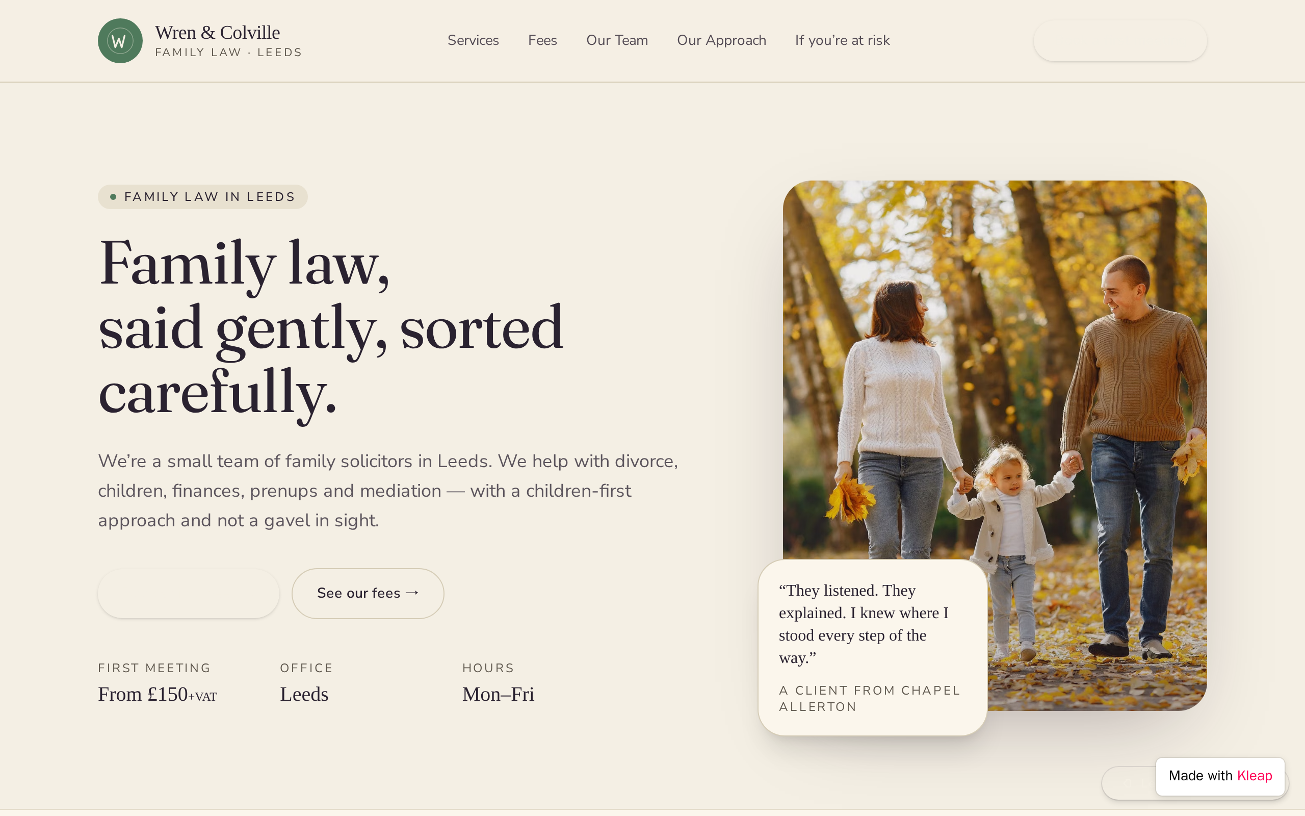 Wren & Colville Family Law Firm website example