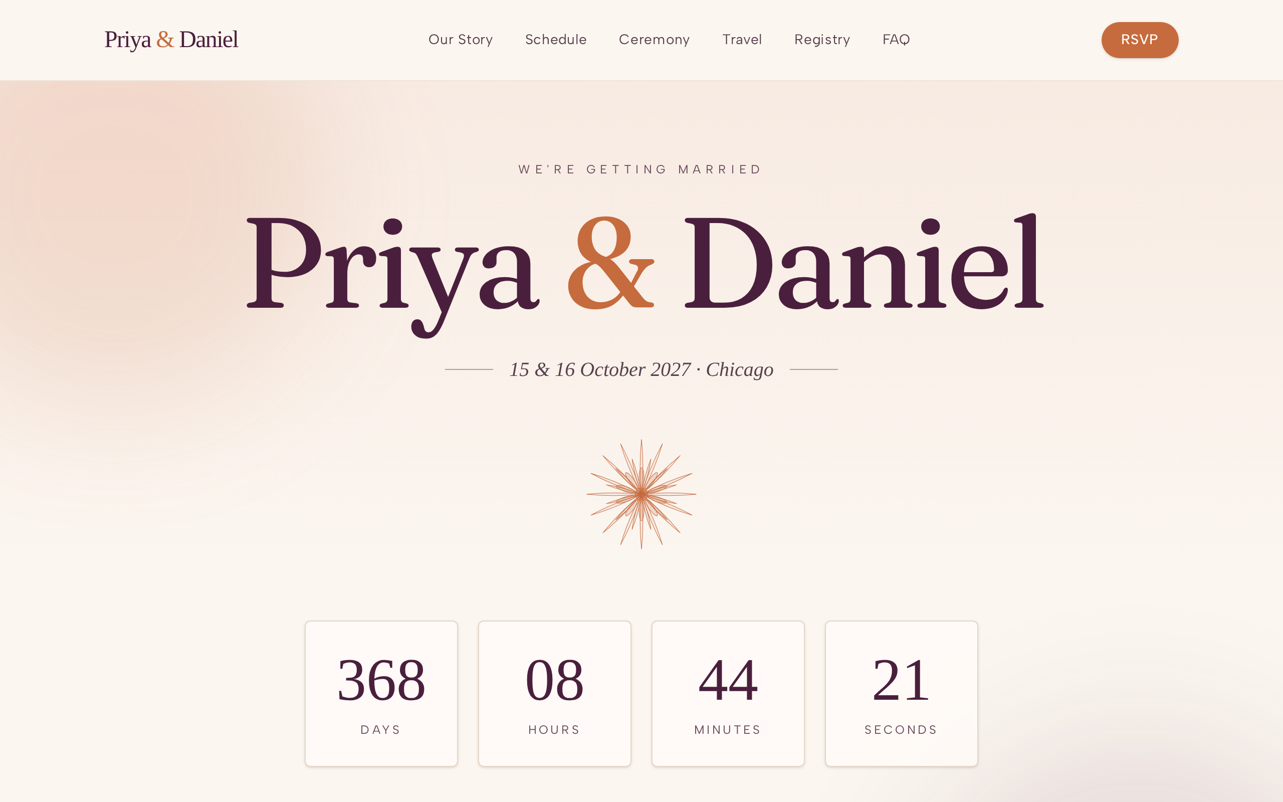 Priya & Daniel Wedding website example