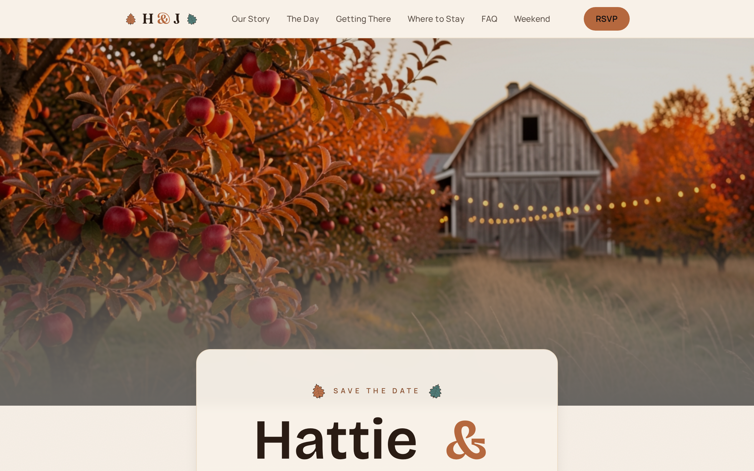 Hattie & Joe Wedding website example