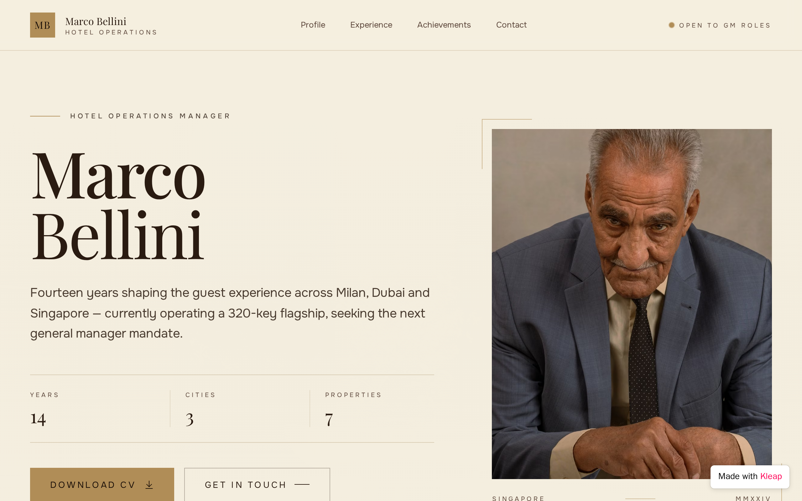 Marco Bellini Resume website example