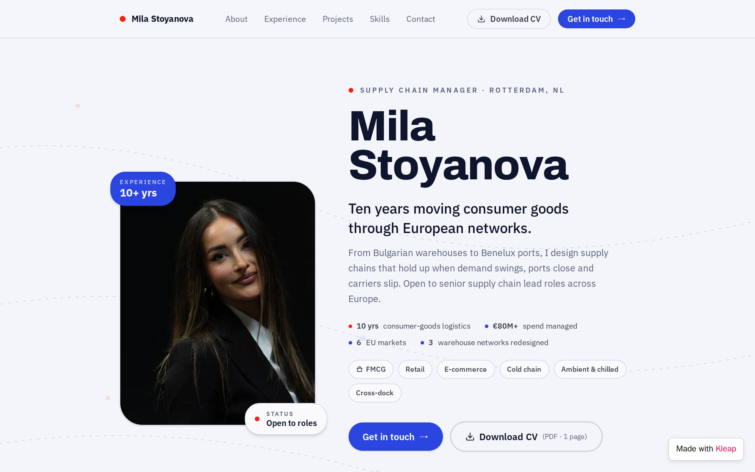 Mila Stoyanova Resume website example