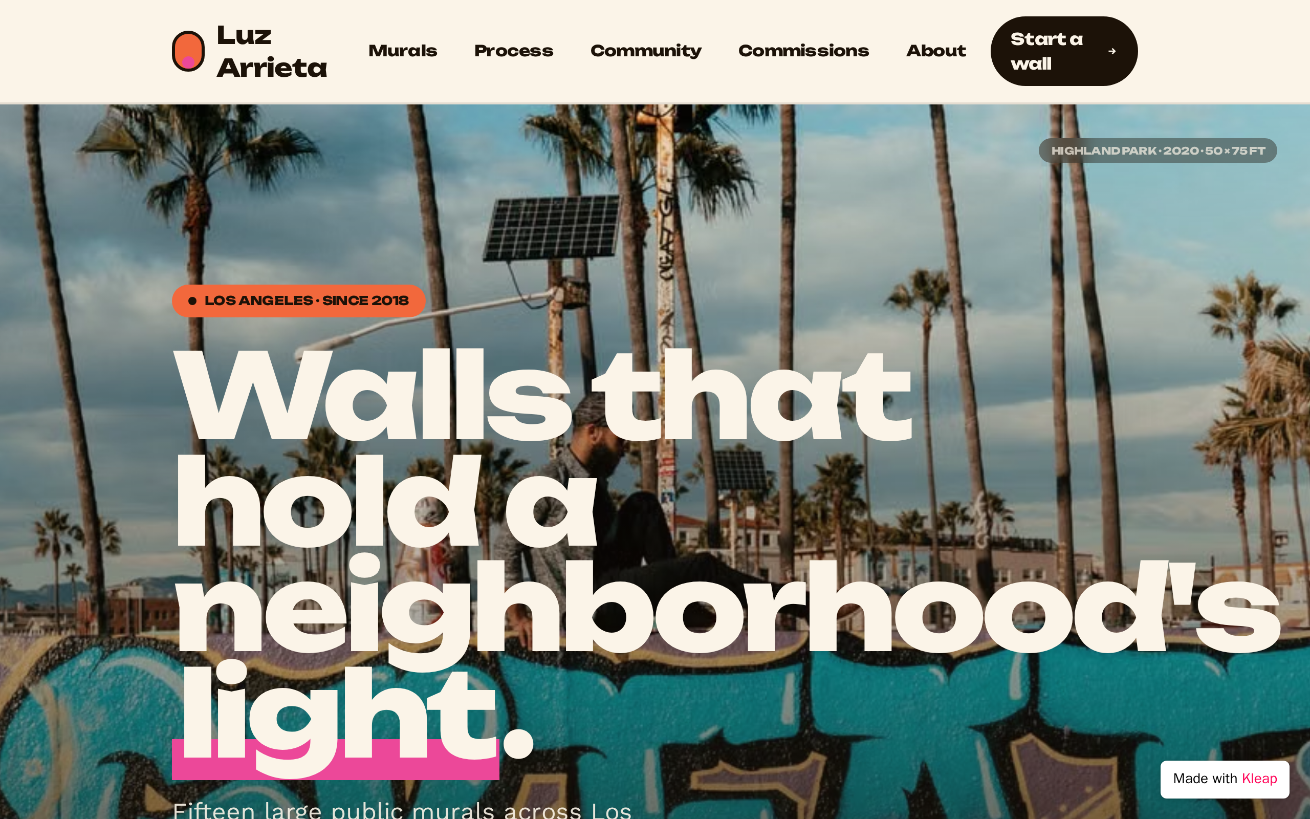 Luz Arrieta — Mural Artist website example