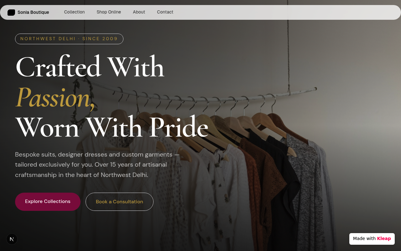 Sonia boutique website example