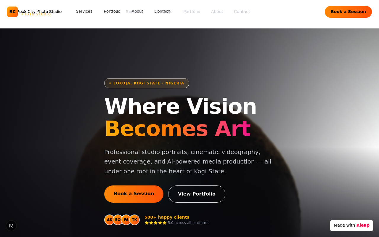 Rock City Photo Studio website example
