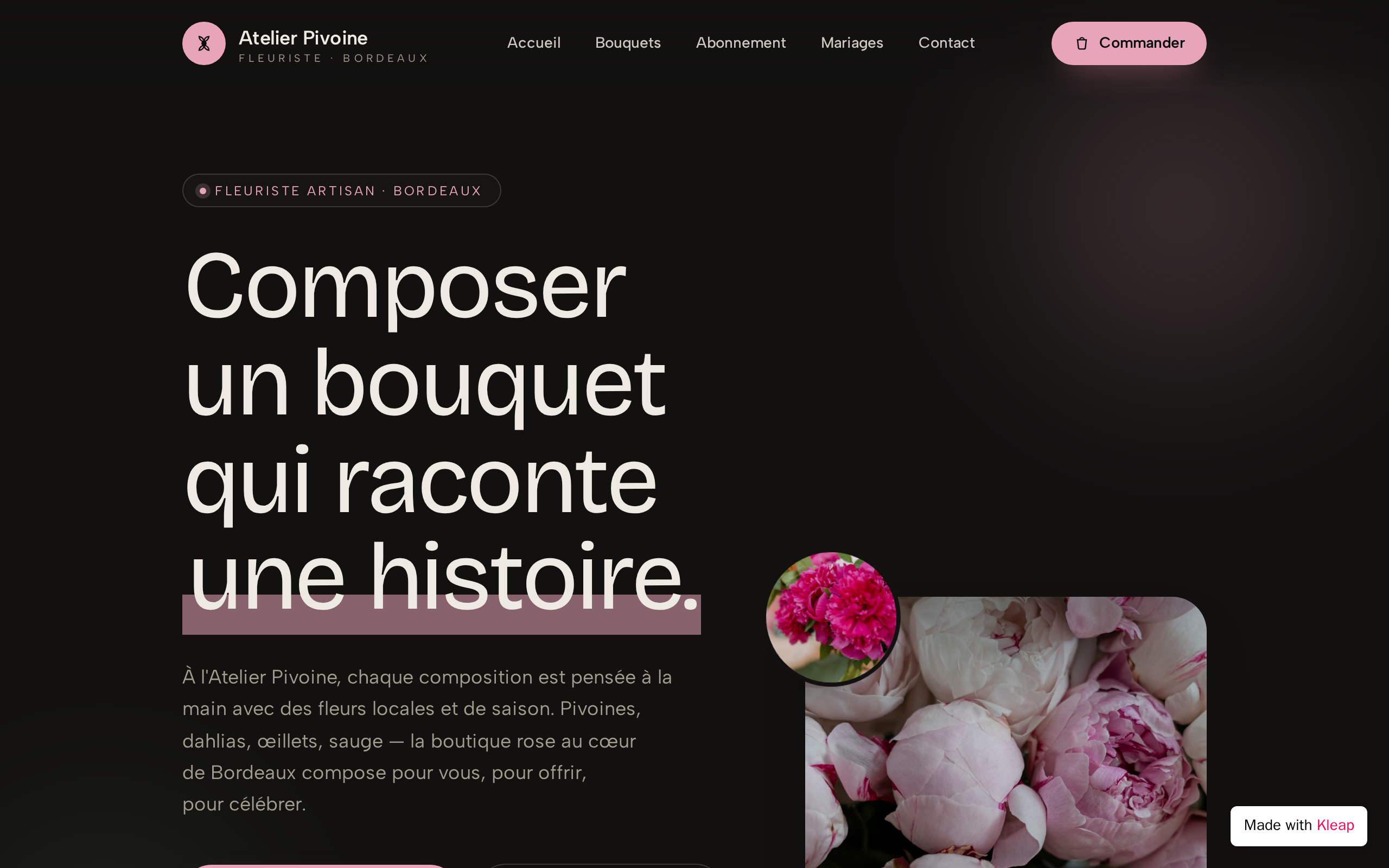 Atelier Pivoine — Fleuriste Bordeaux website example