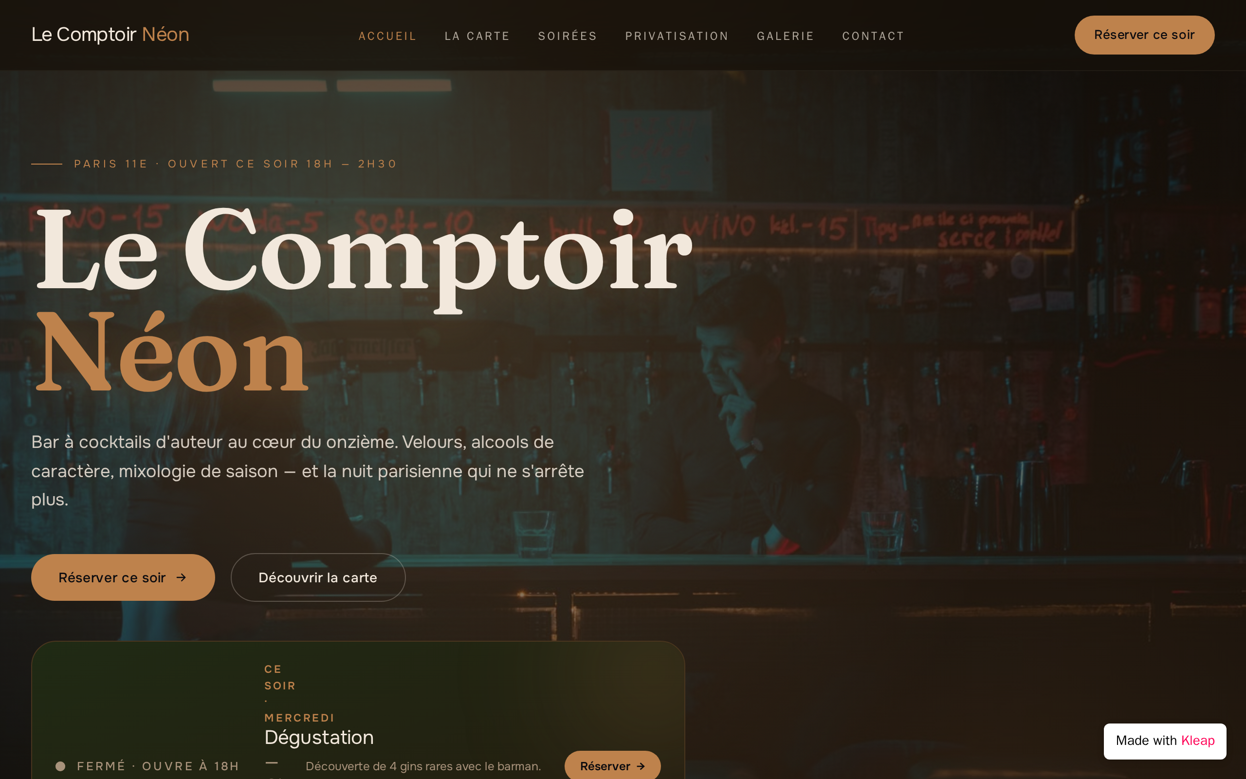 Le Comptoir Néon website example