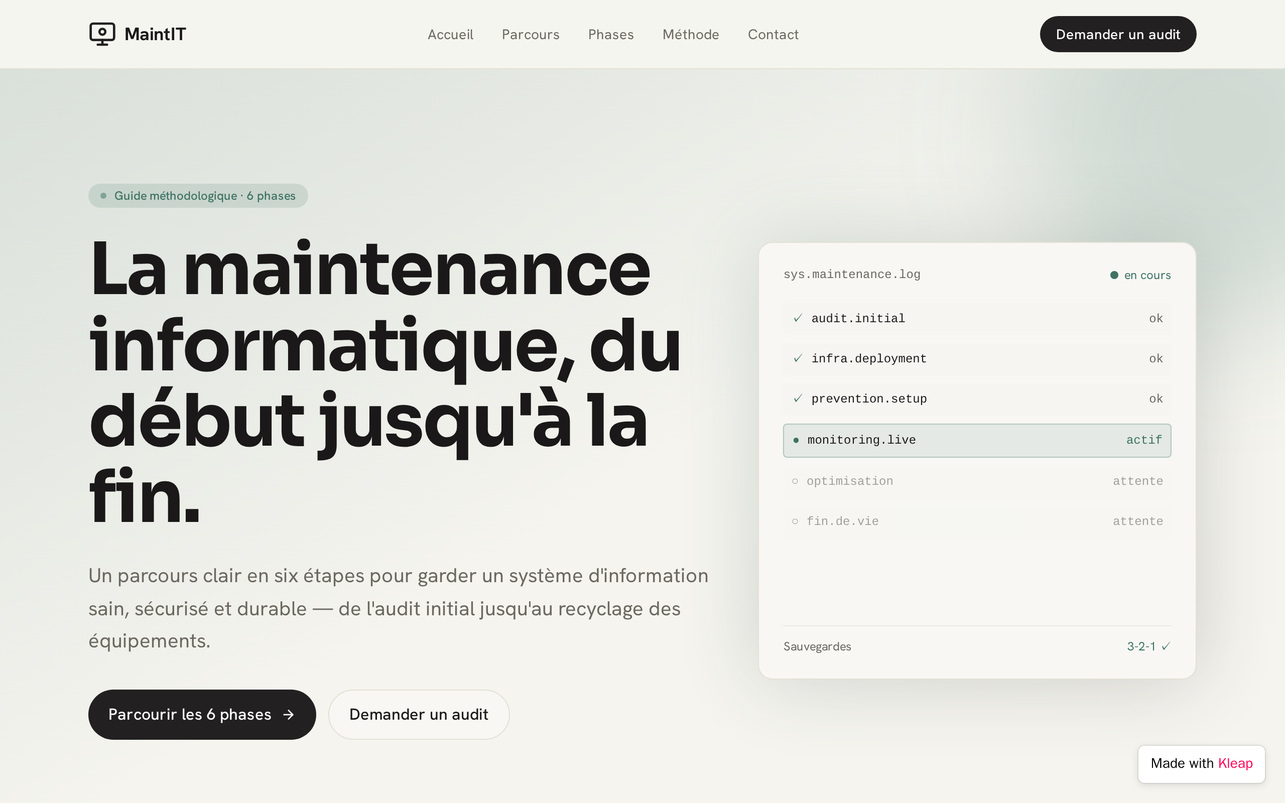 Maintenance informatique du debut