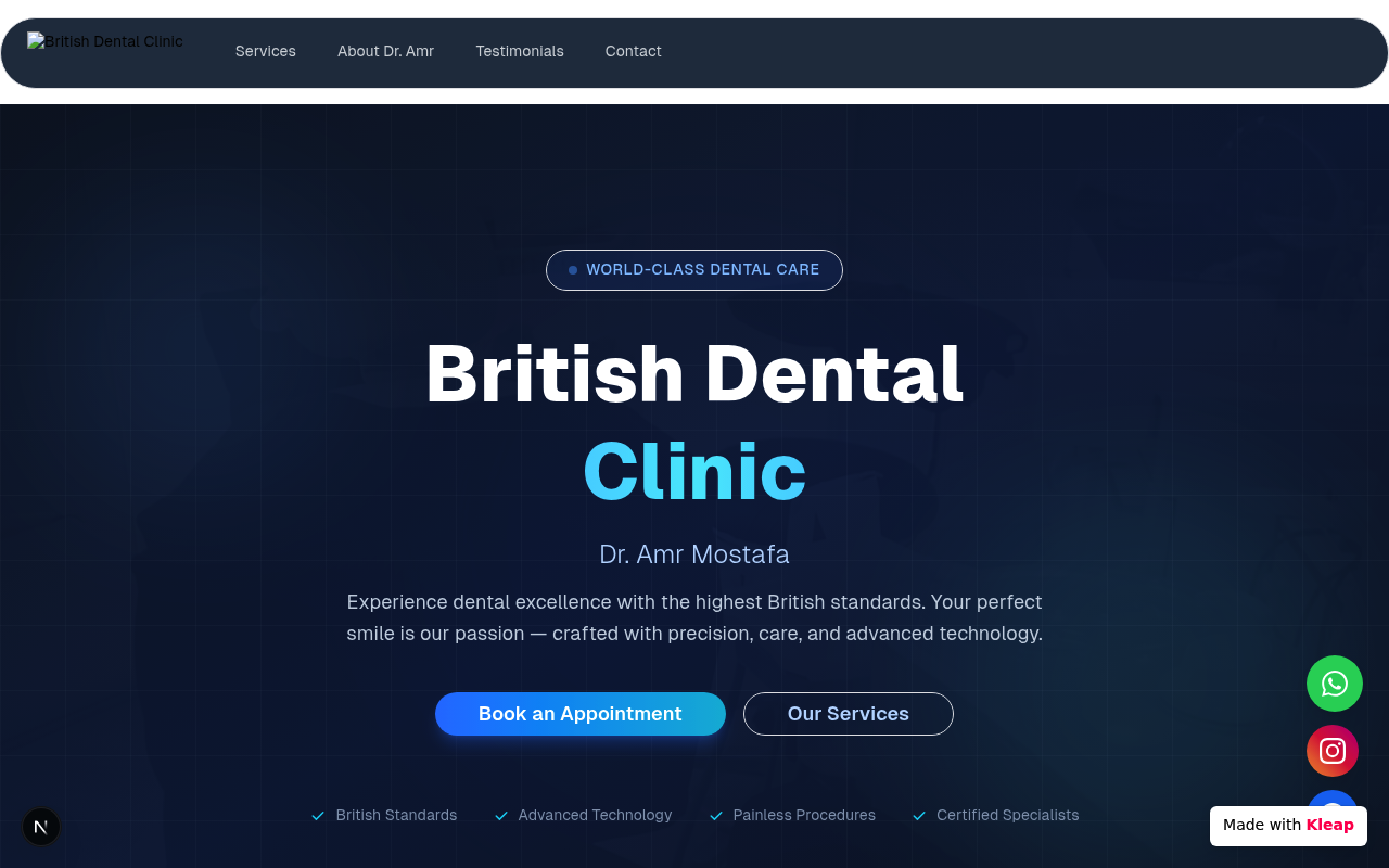 British Dental Clinic website example