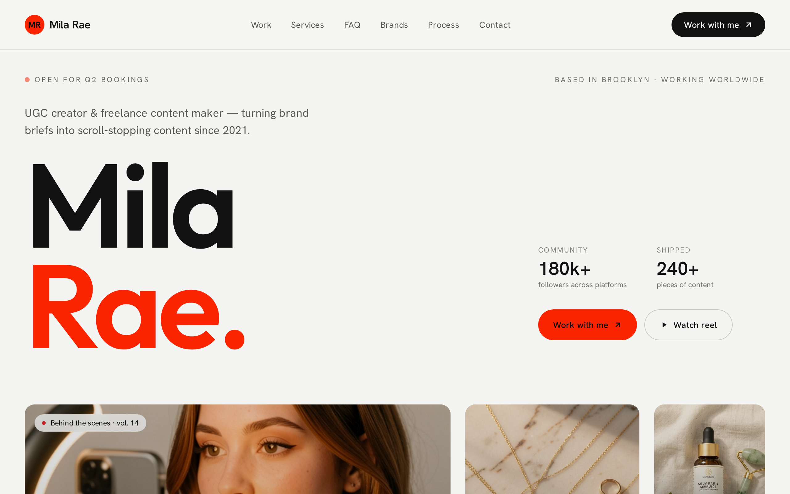 Mila Rae website example