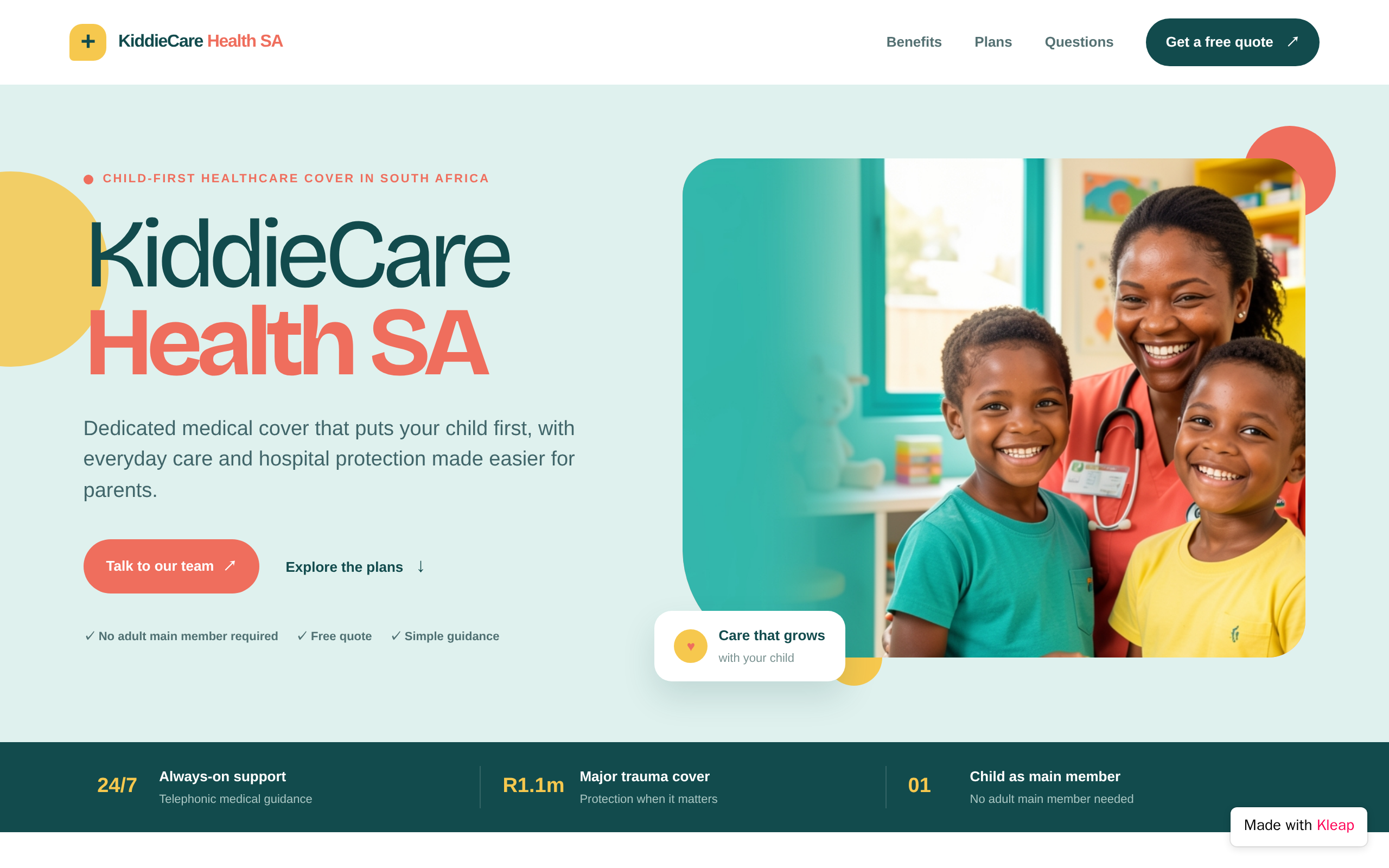 KiddieCare Health South Africa website example