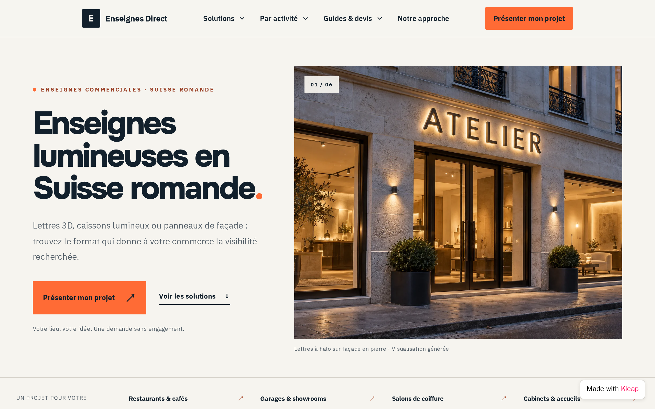 Enseignes Direct website example