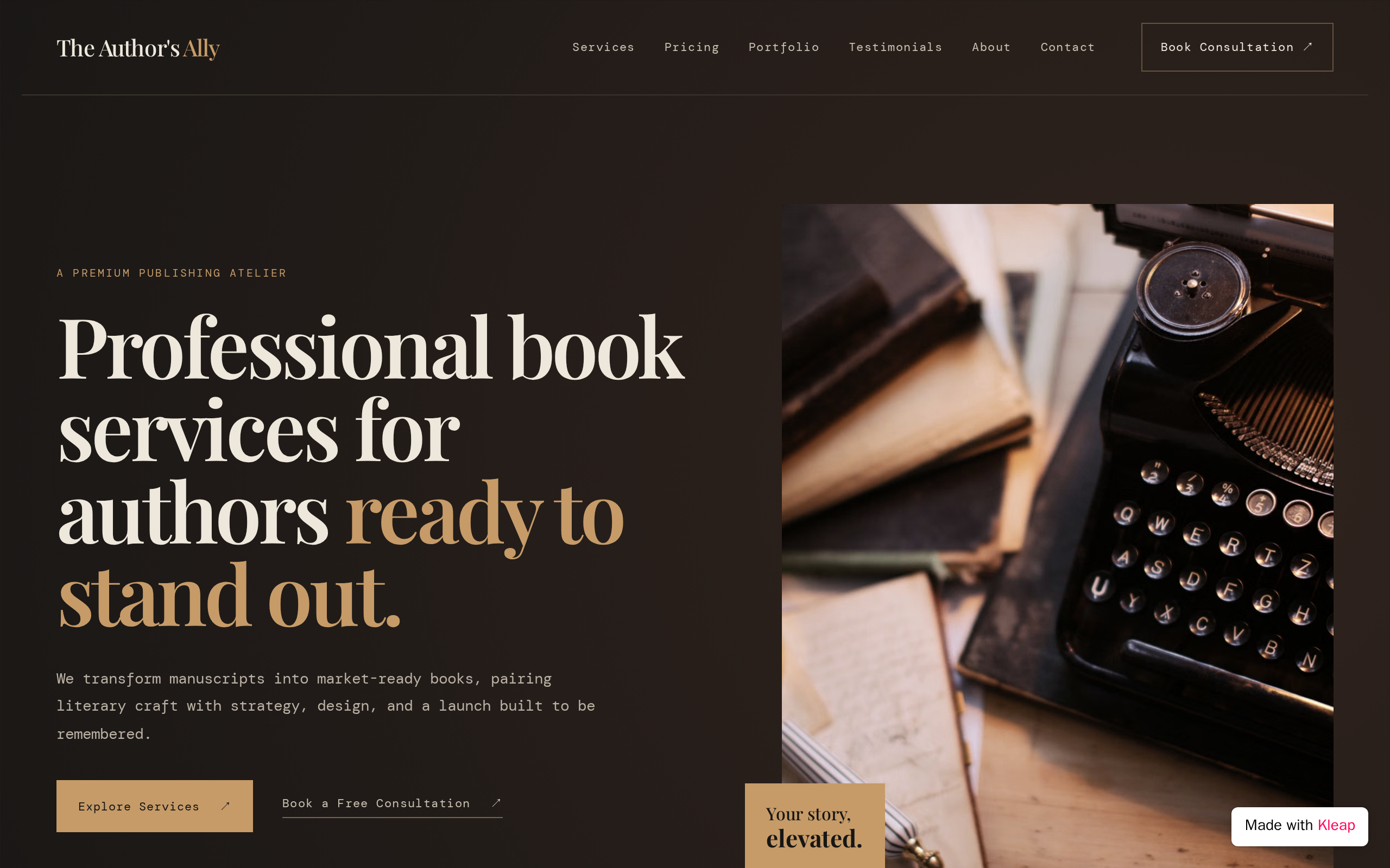 Authors Ally website example