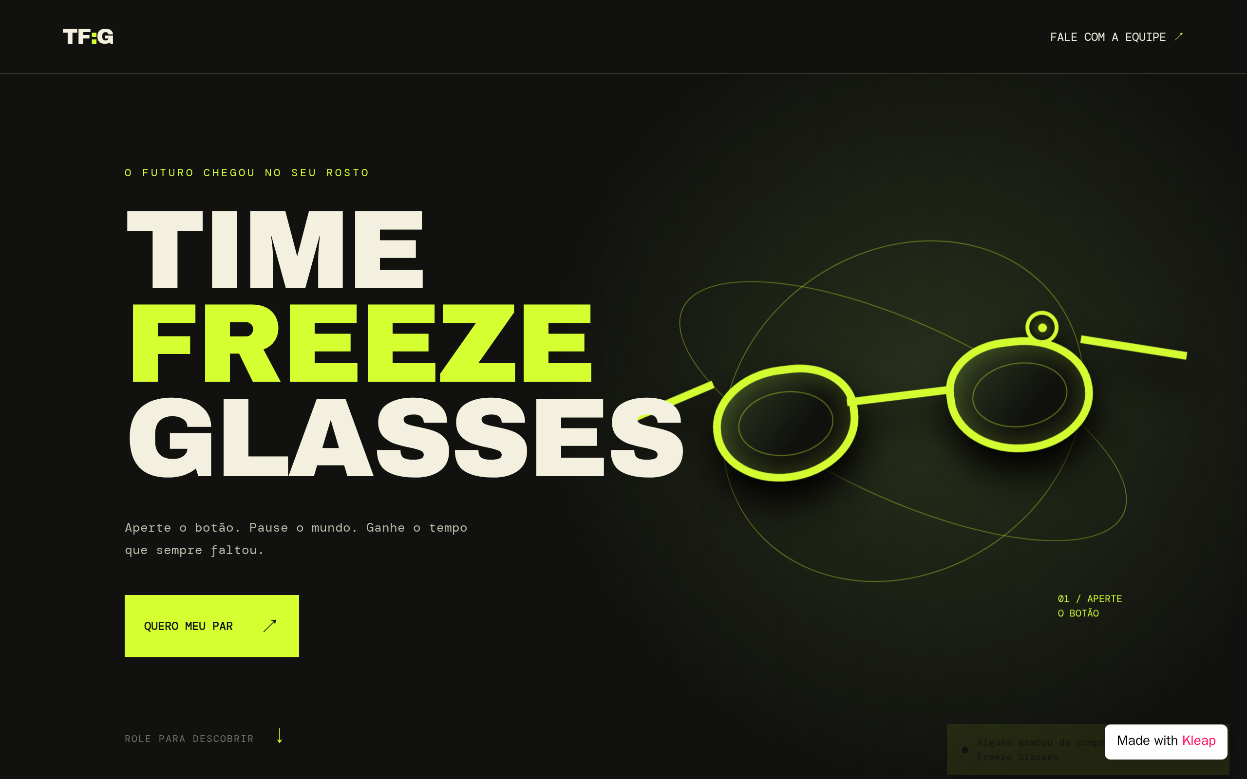 Time Freeze Glasses website example