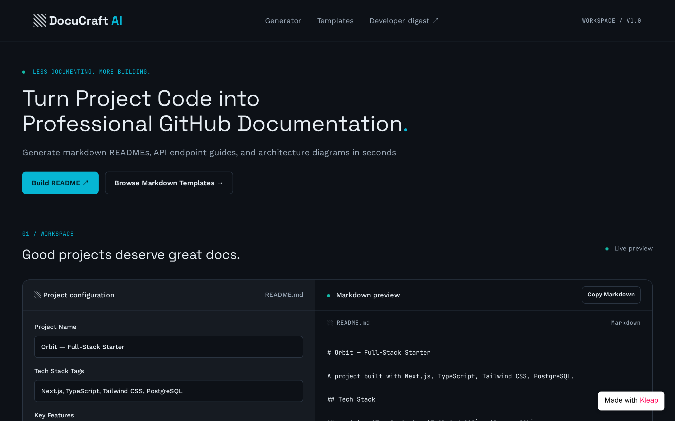 DocuCraft AI website example
