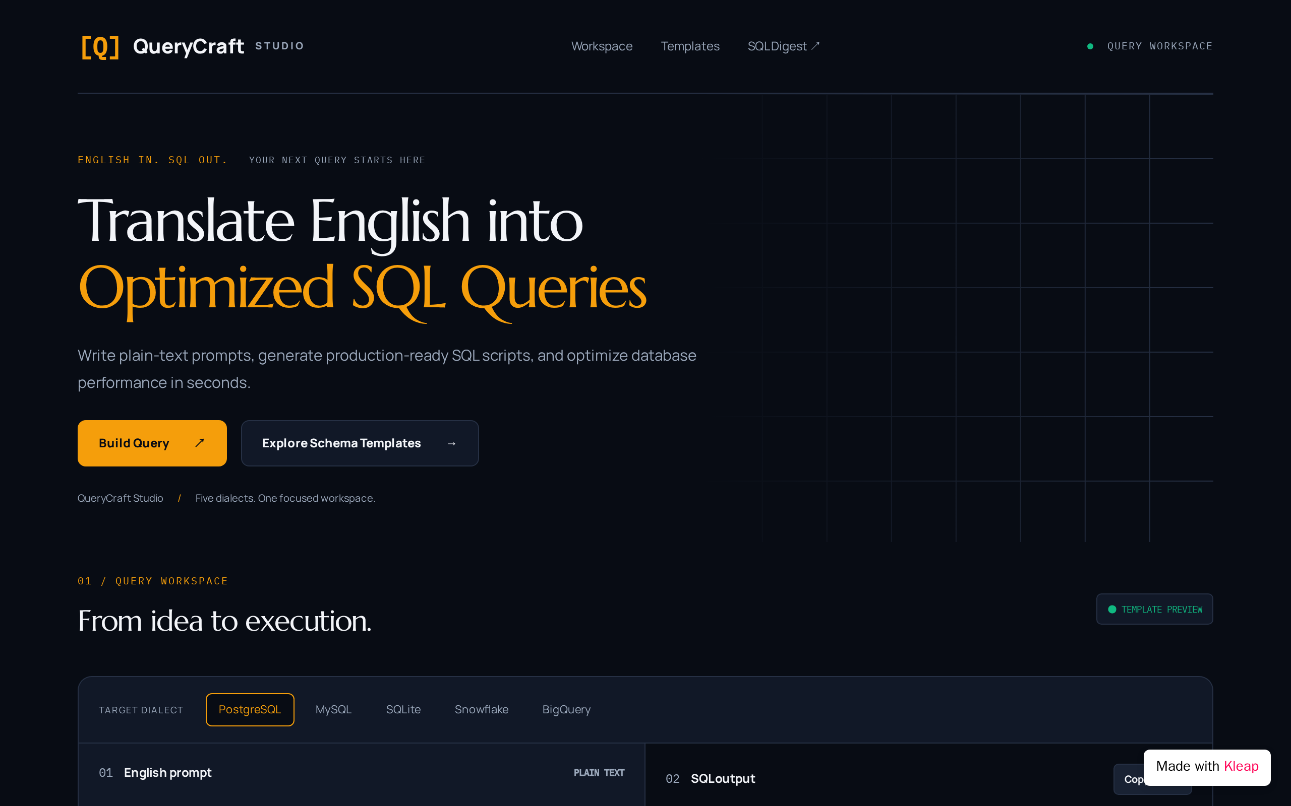 QueryCraft website example