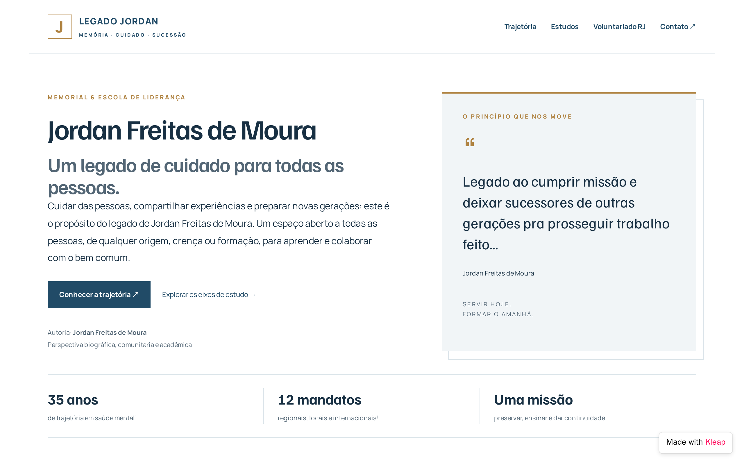 Legado Jordan — Saúde Mental e Voluntariado