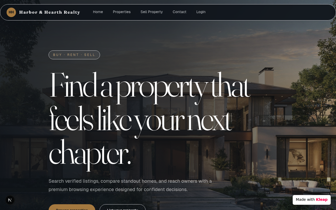 Real Estate Property Listing Web website example