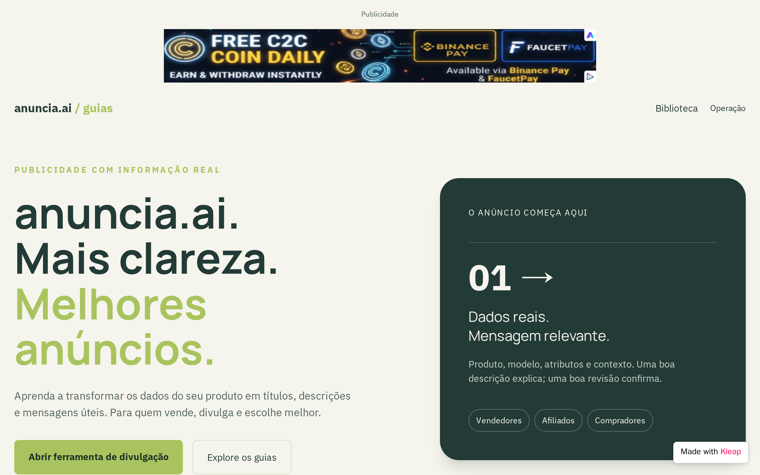anuncia.ai — Central de divulgação
