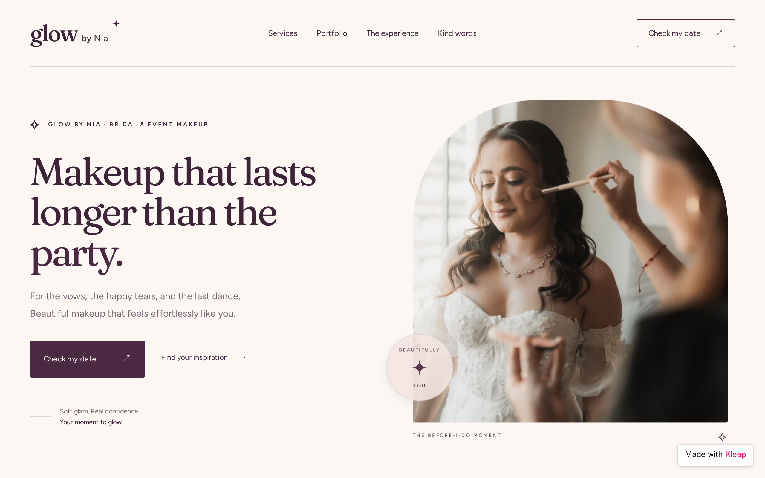 Glow by Nia — Makeup artist website example