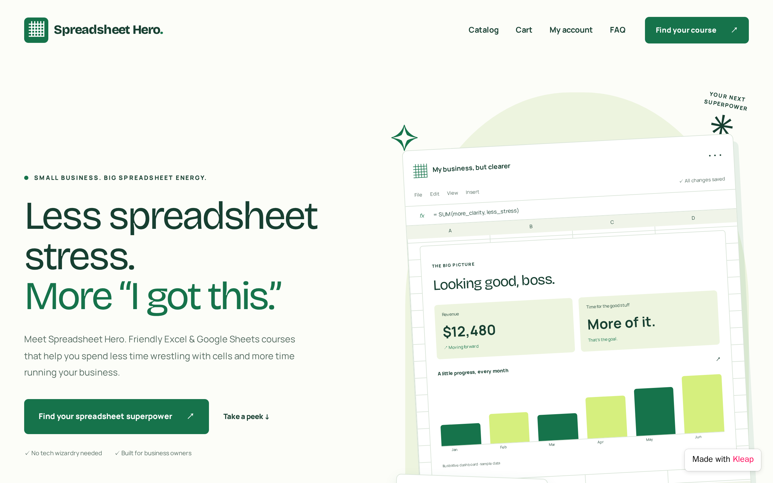 Spreadsheet Hero website example