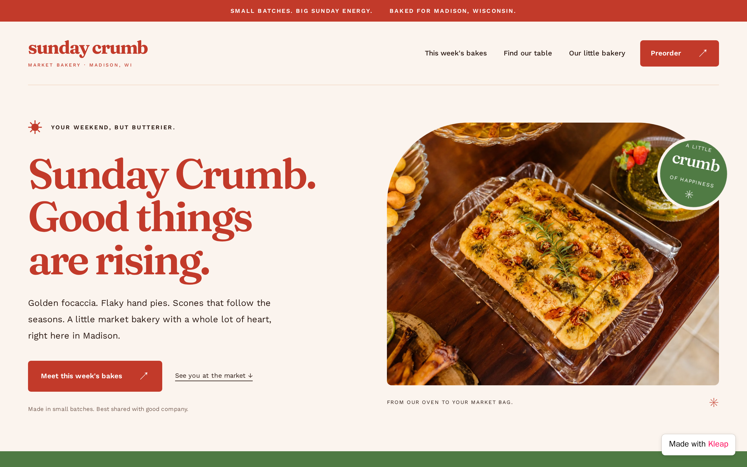 Sunday Crumb website example