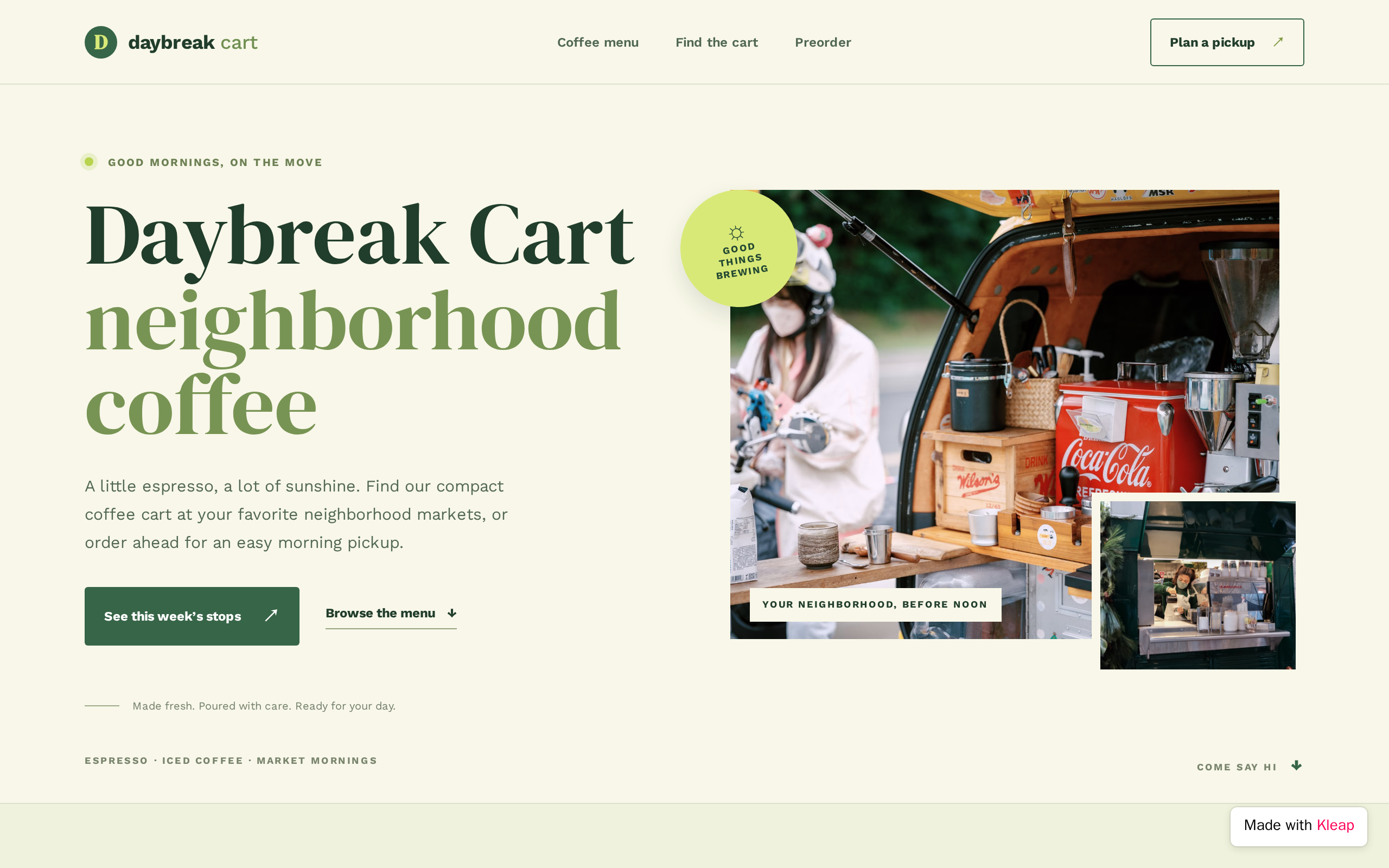 Daybreak Cart website example