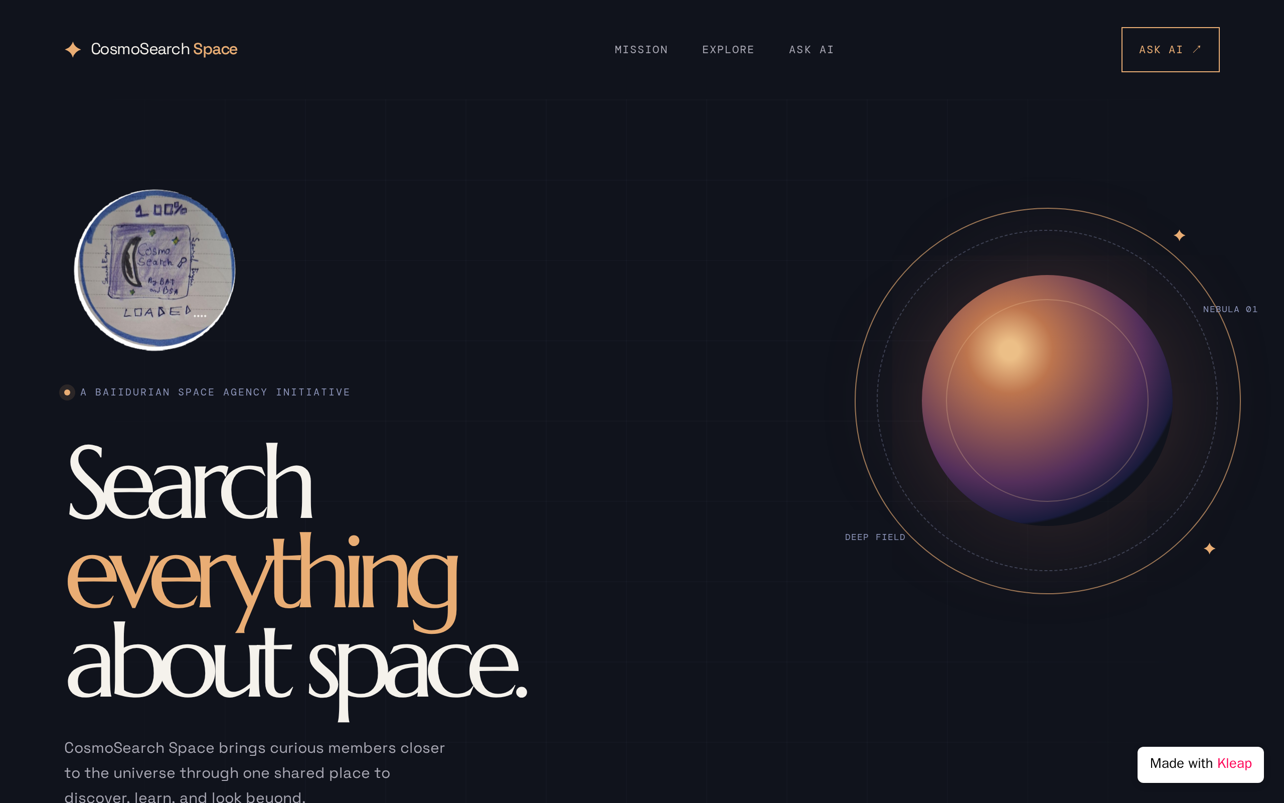 CosmoSearch Space website example