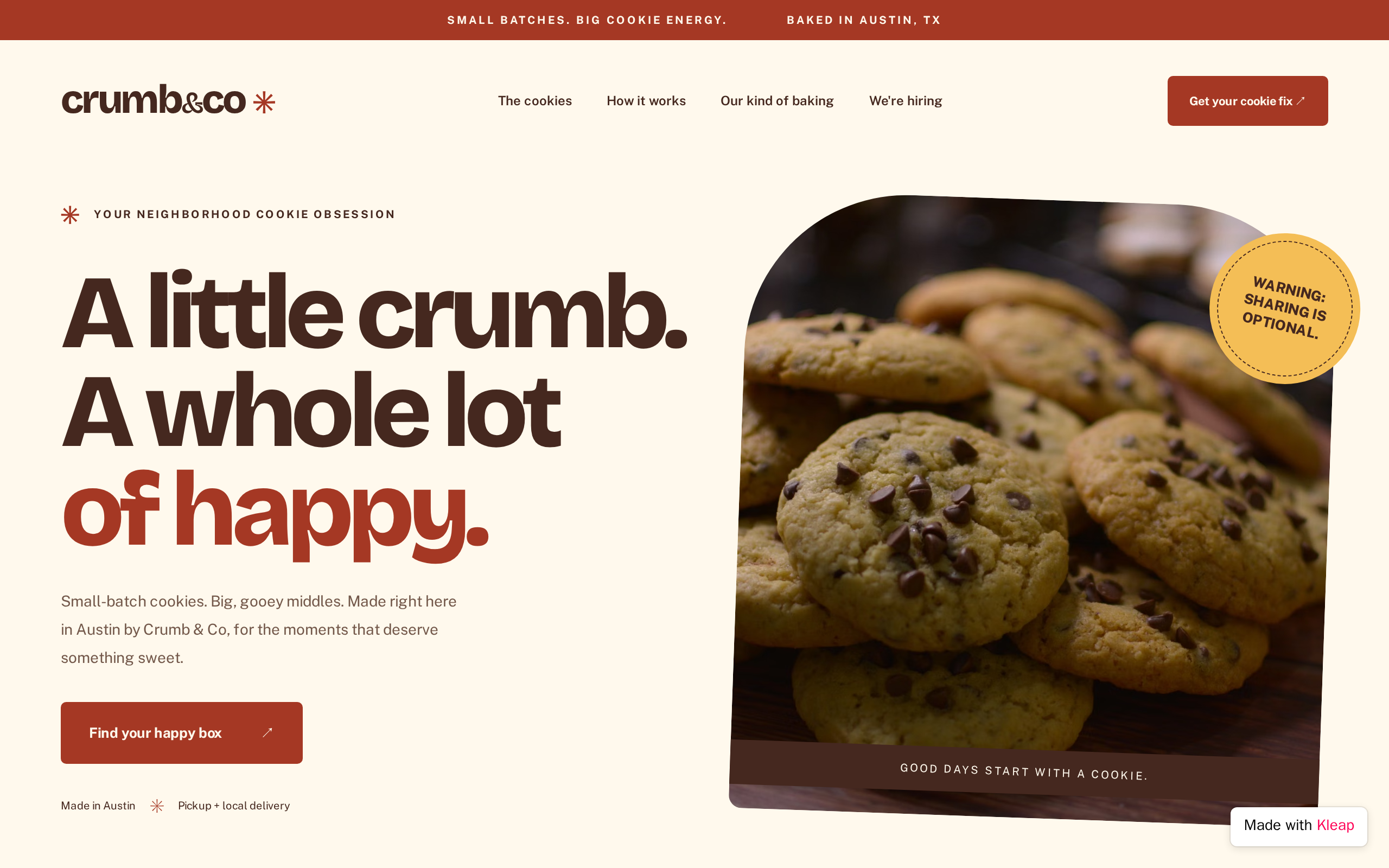 Crumb & Co website example