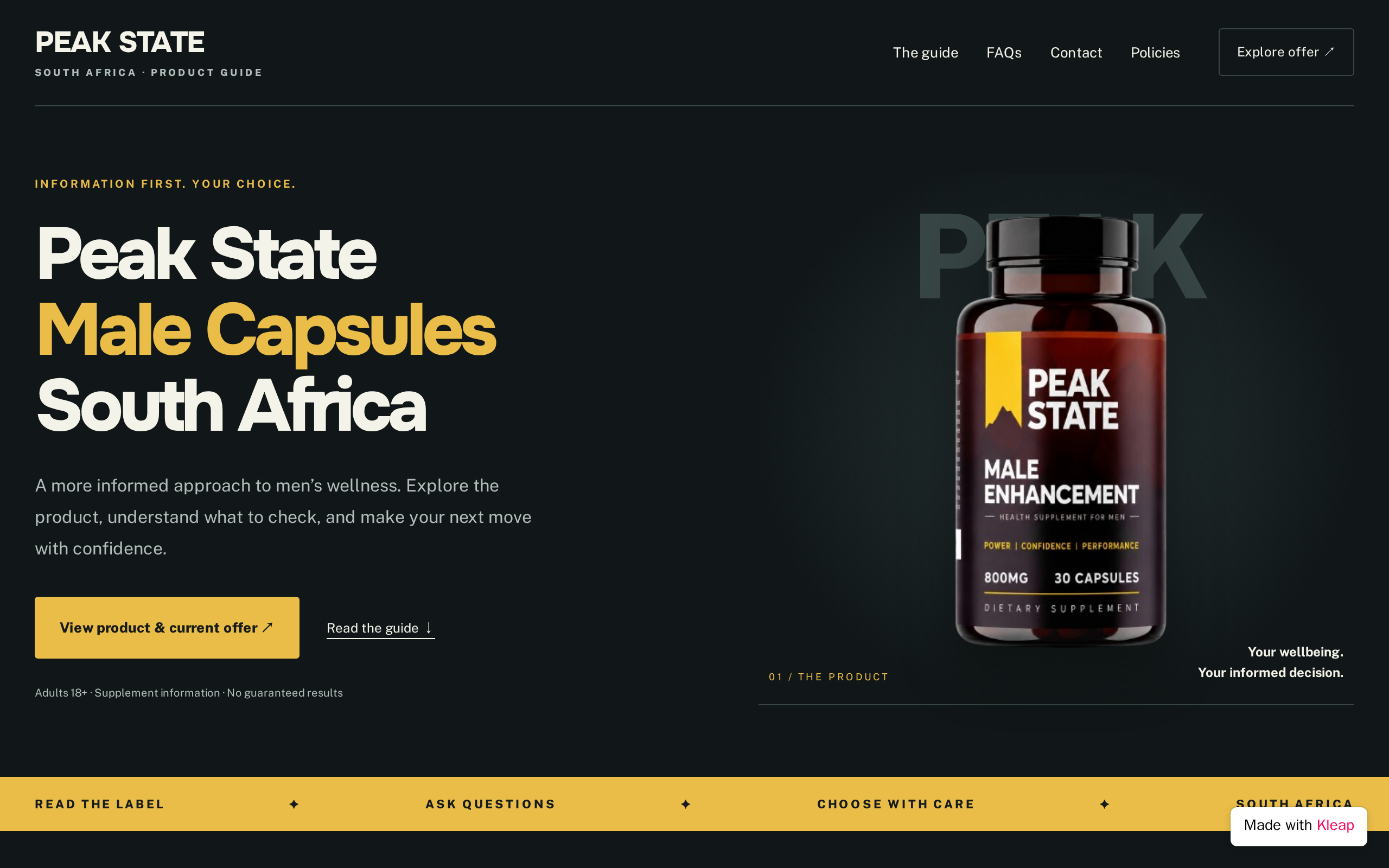 Peak State Male Capsules South Africa