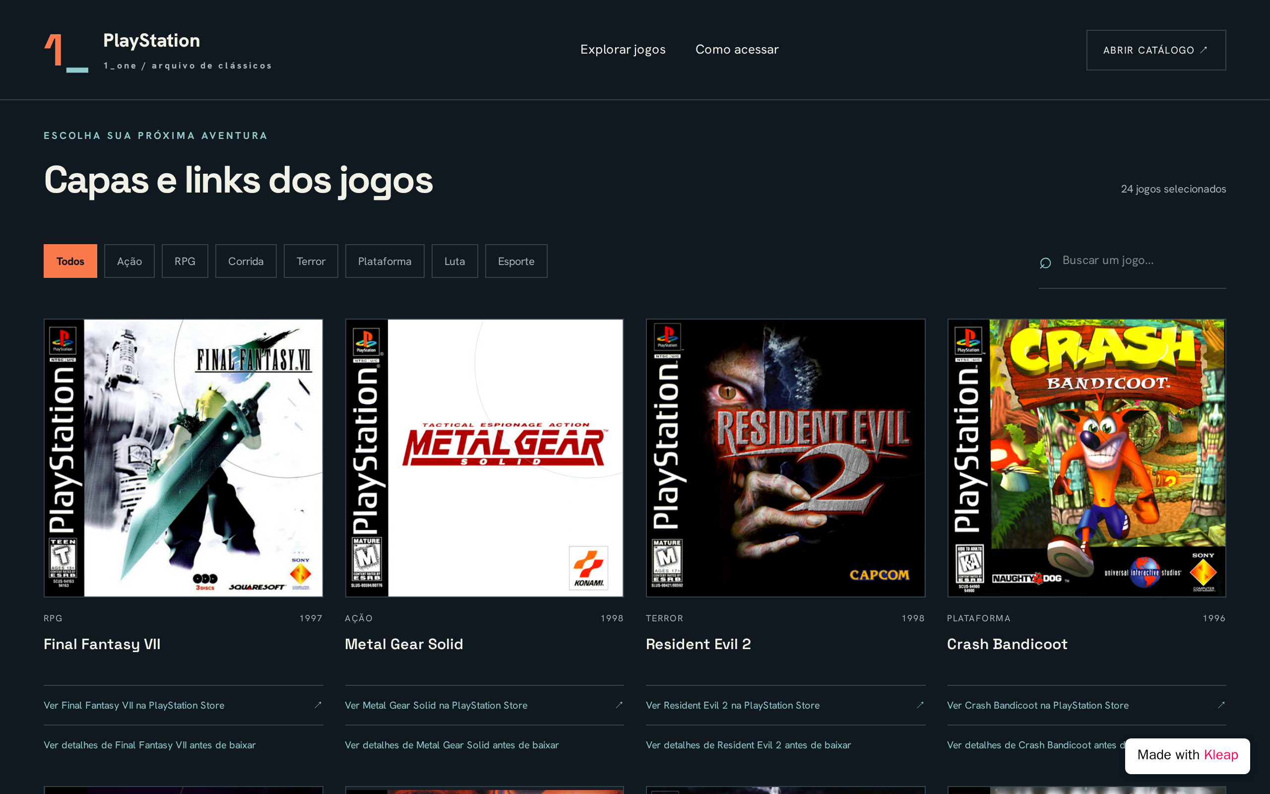 PlayStation 1_one website example