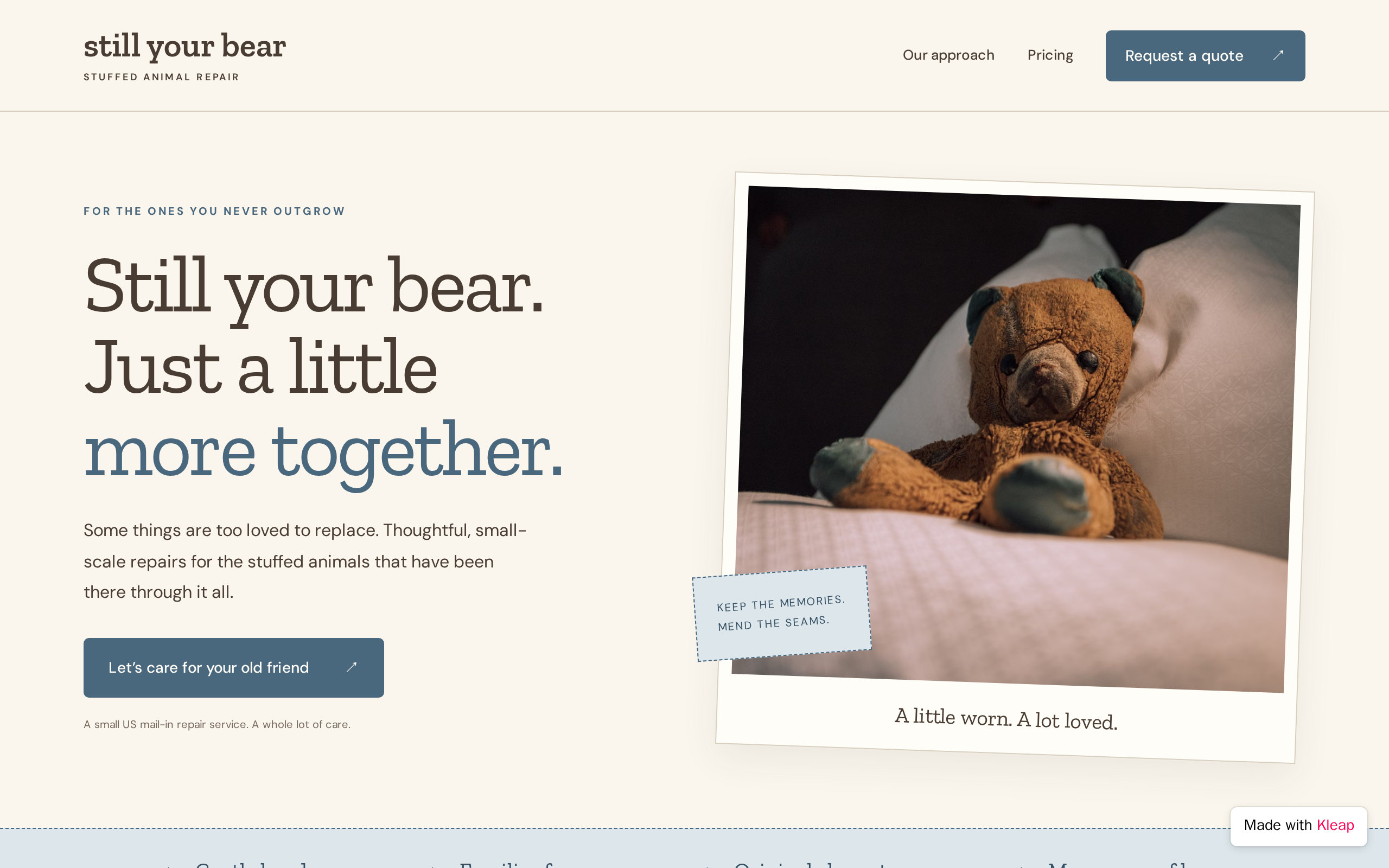 Still Your Bear website example