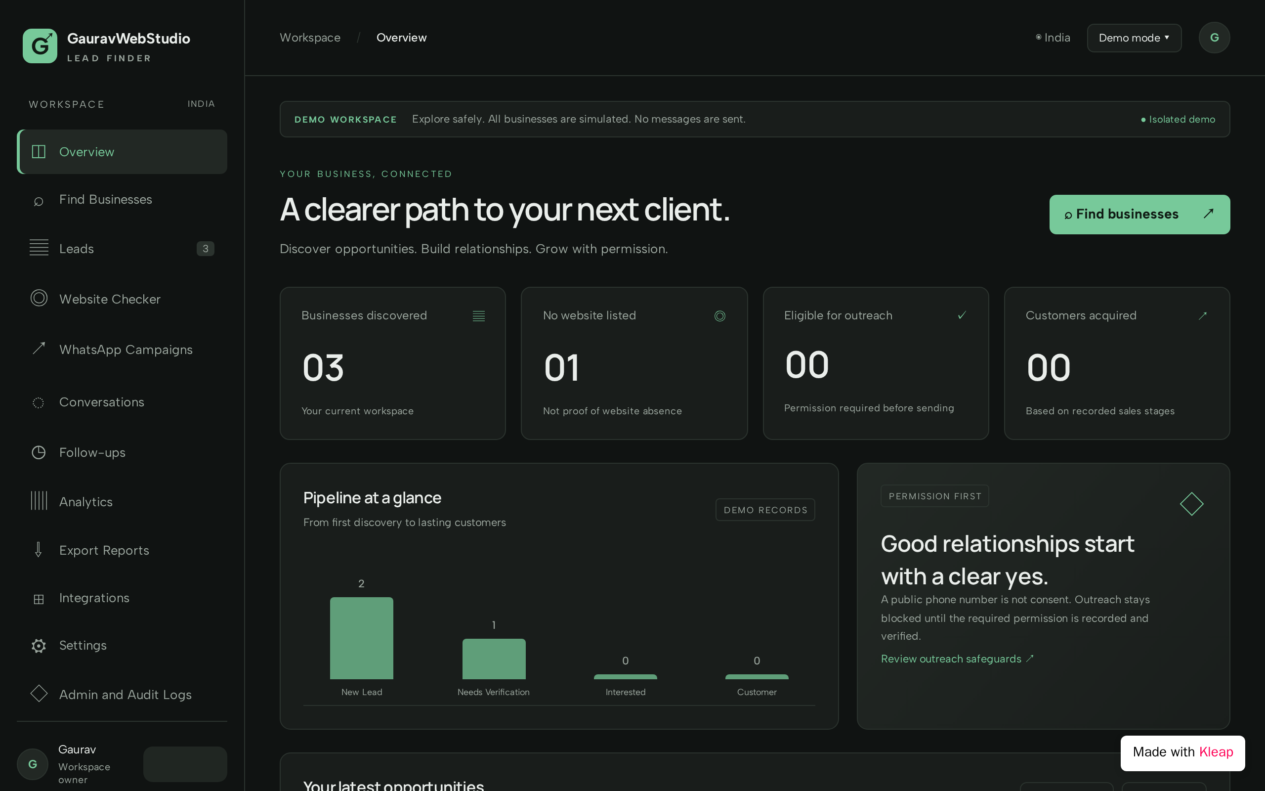 GauravWebStudio Lead Finder