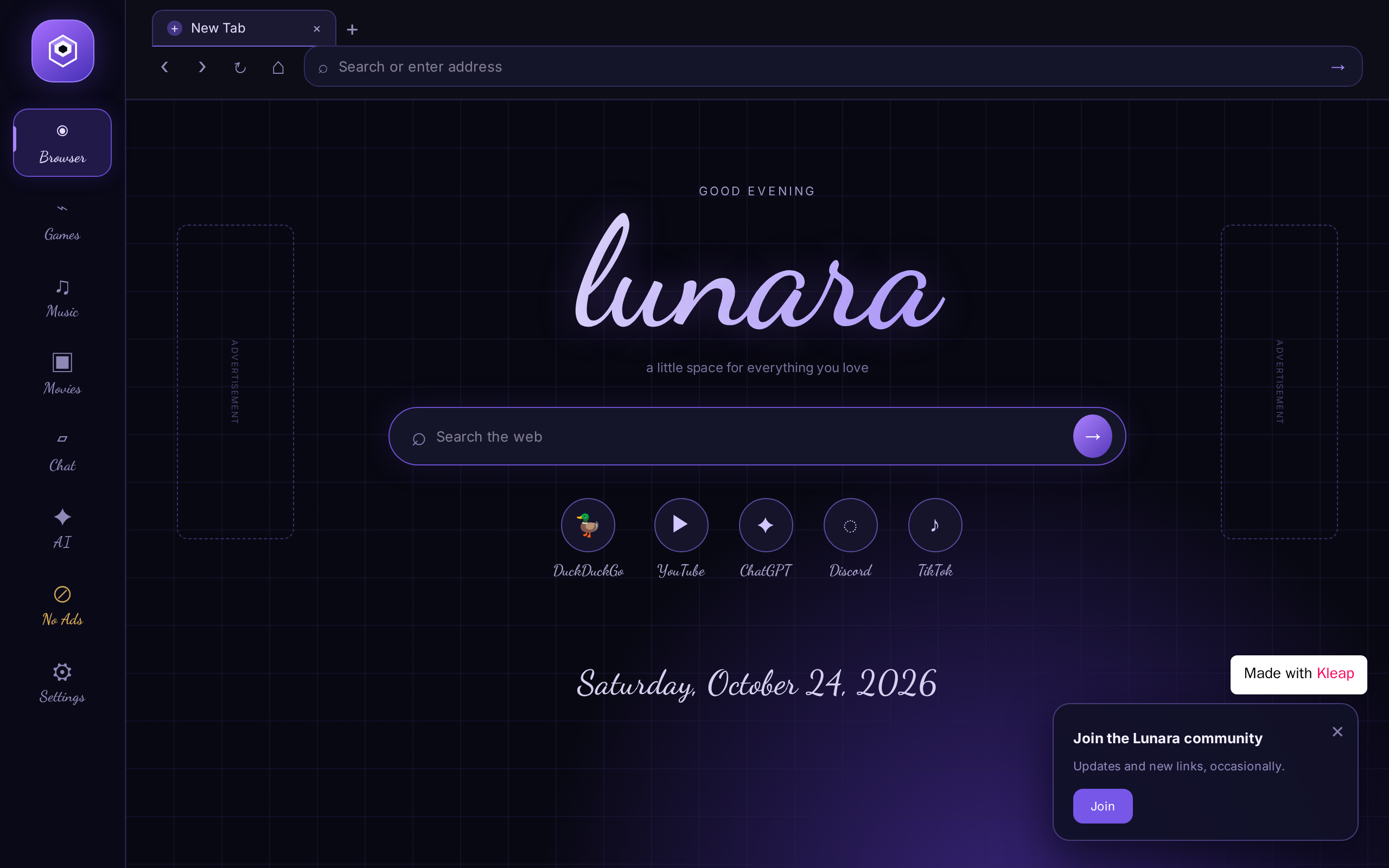 Lunara website example