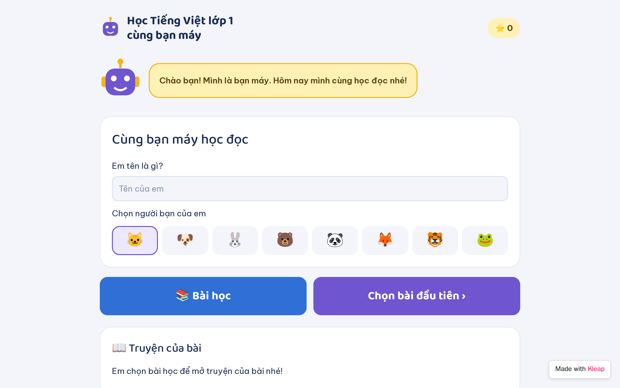 Học Tiếng Việt lớp 1 cùng bạn máy