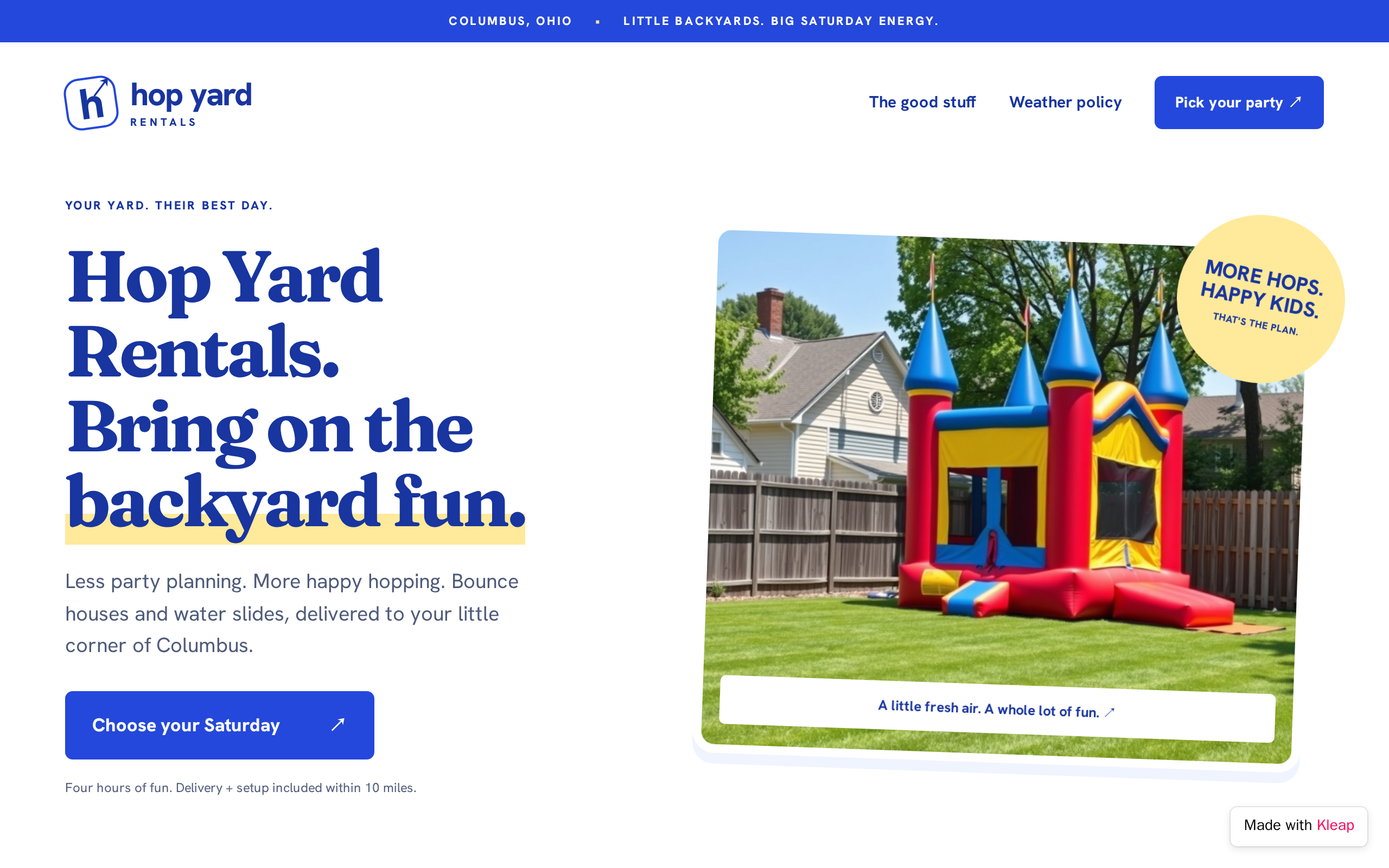 Hop Yard Rentals 2 website example