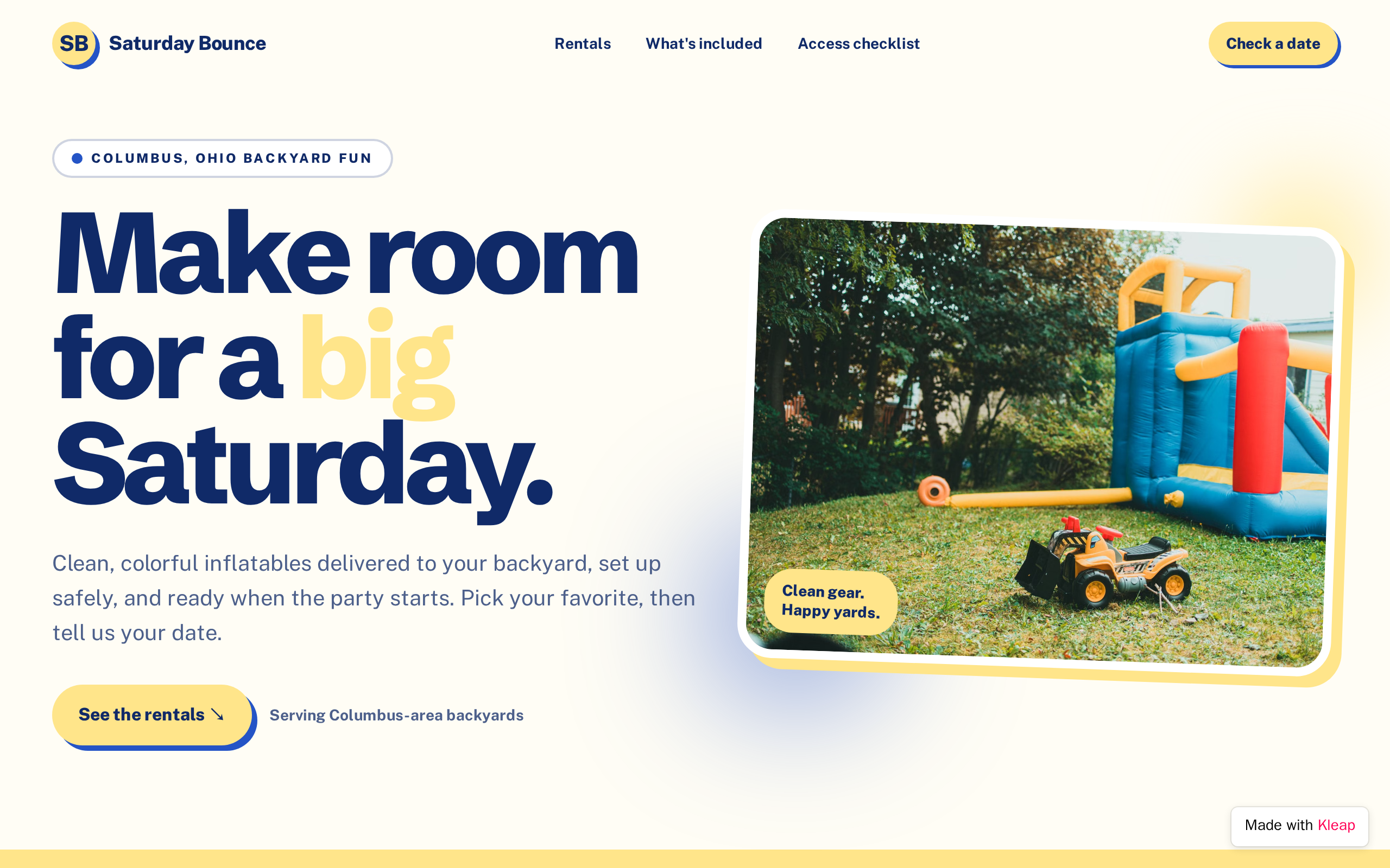 Saturday Bounce website example