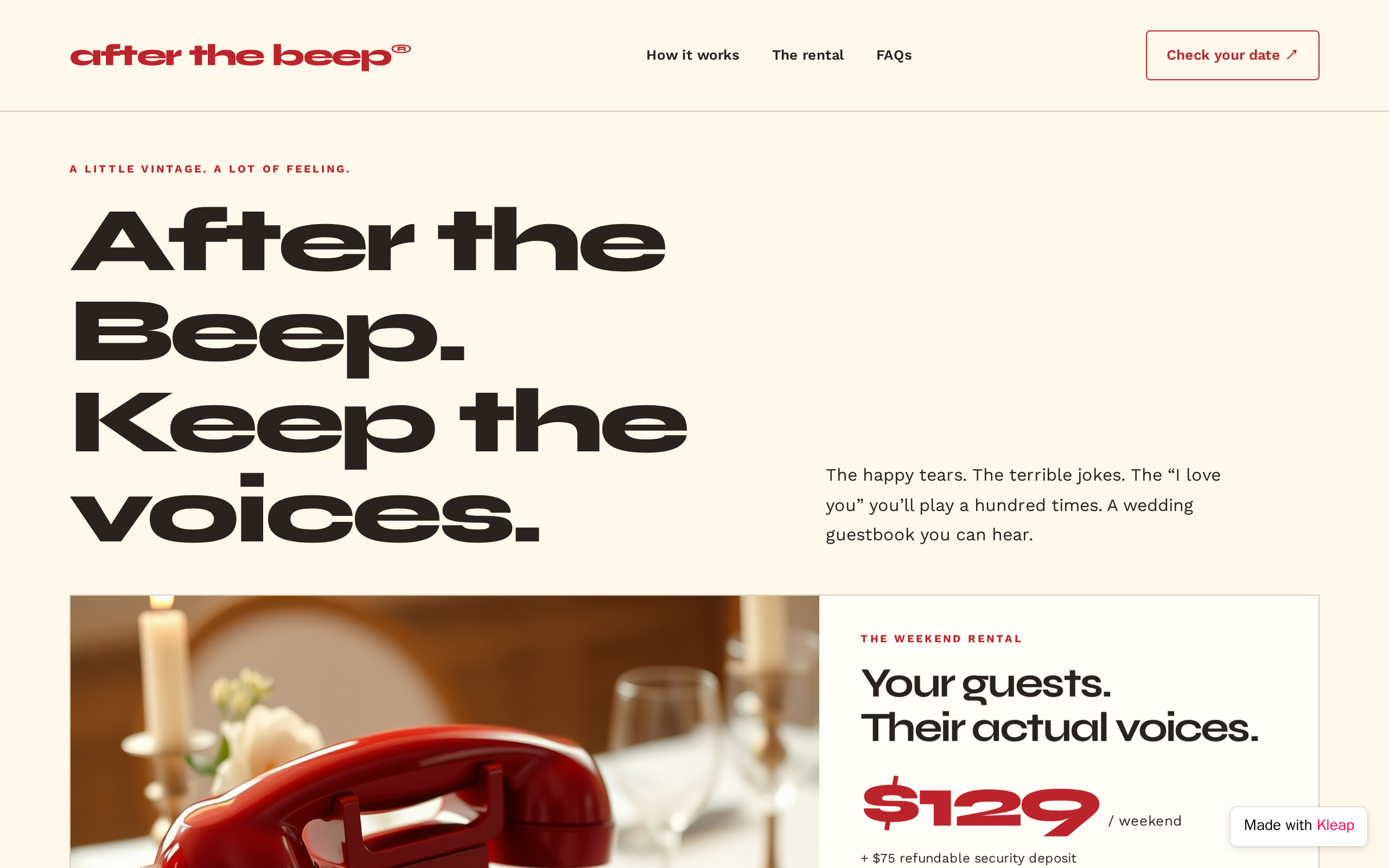 After the Beep website example