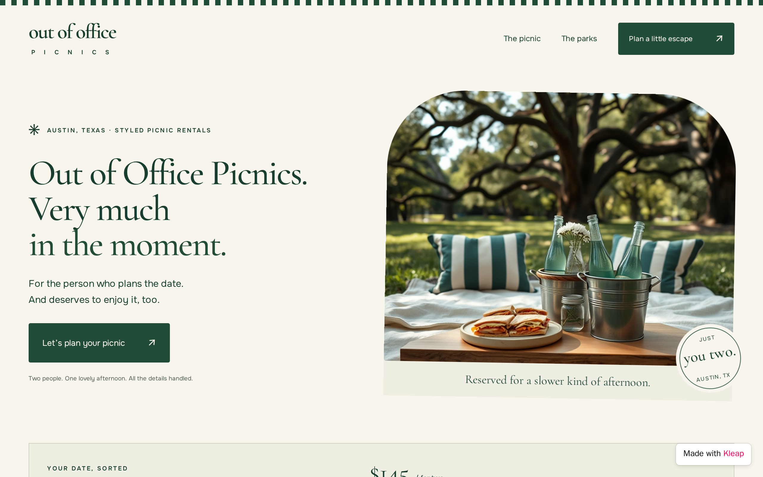 Out of Office Picnics website example