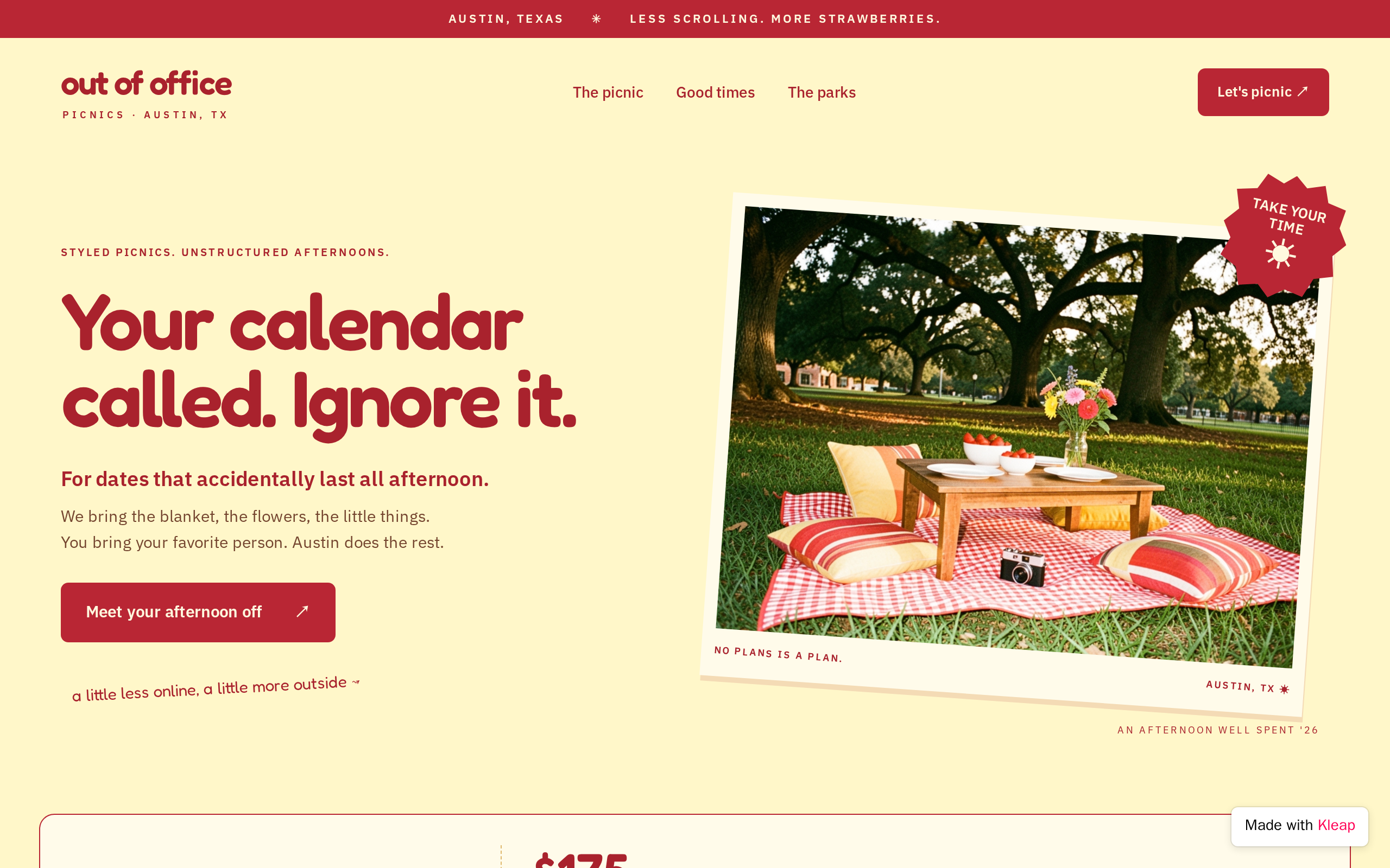 Out of Office Picnics 2 website example
