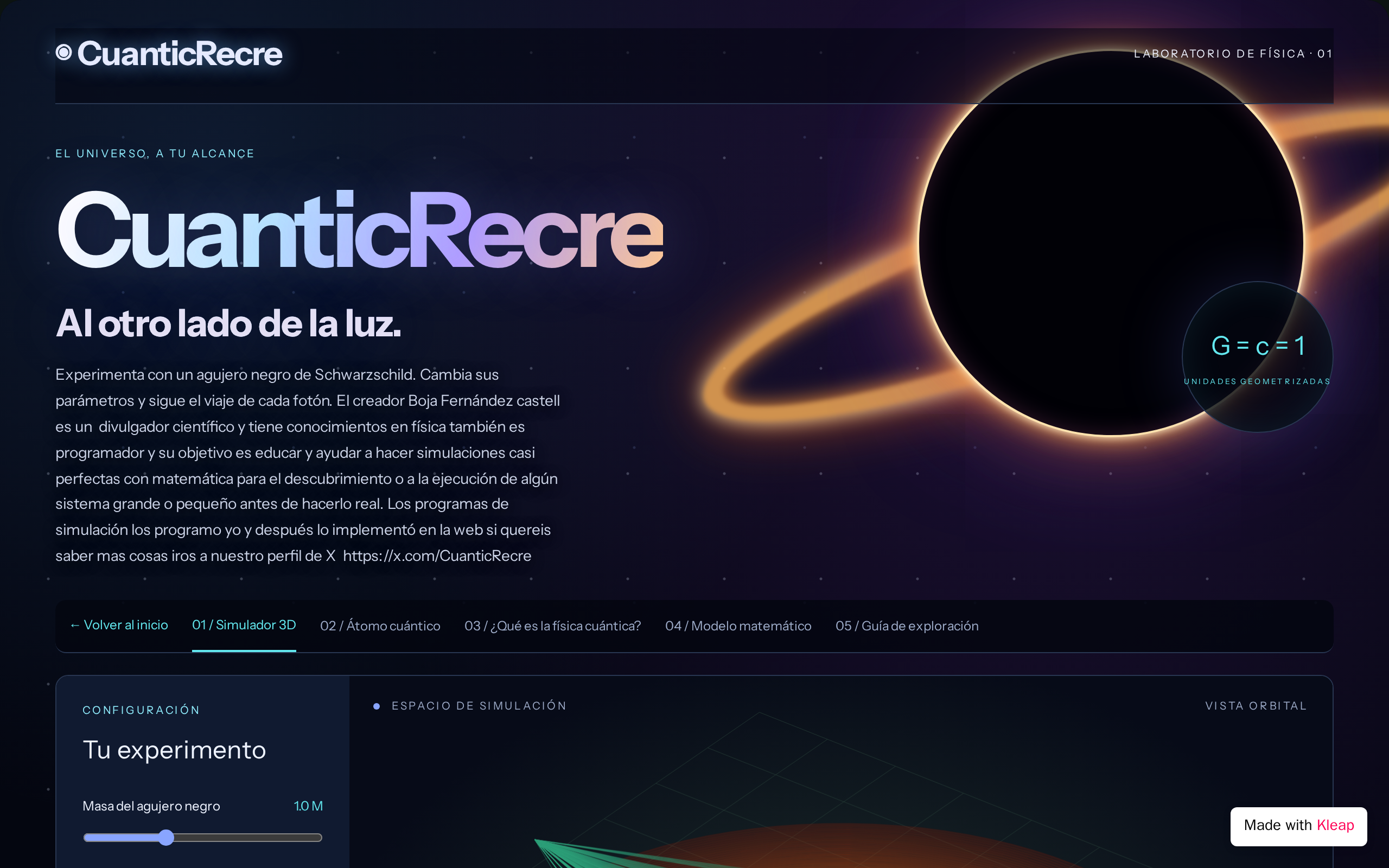 CuanticRecre website example