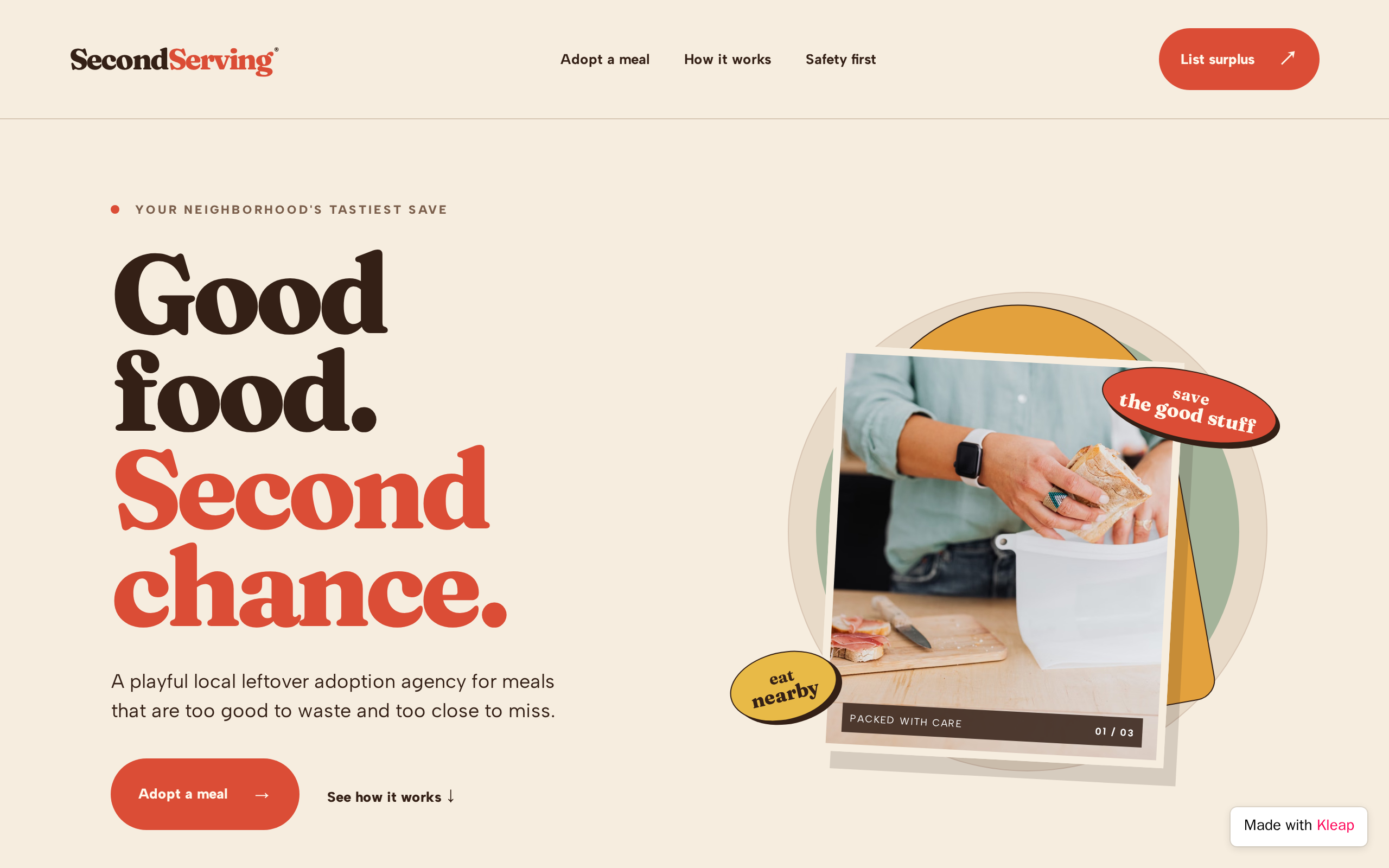 Second Serving website example