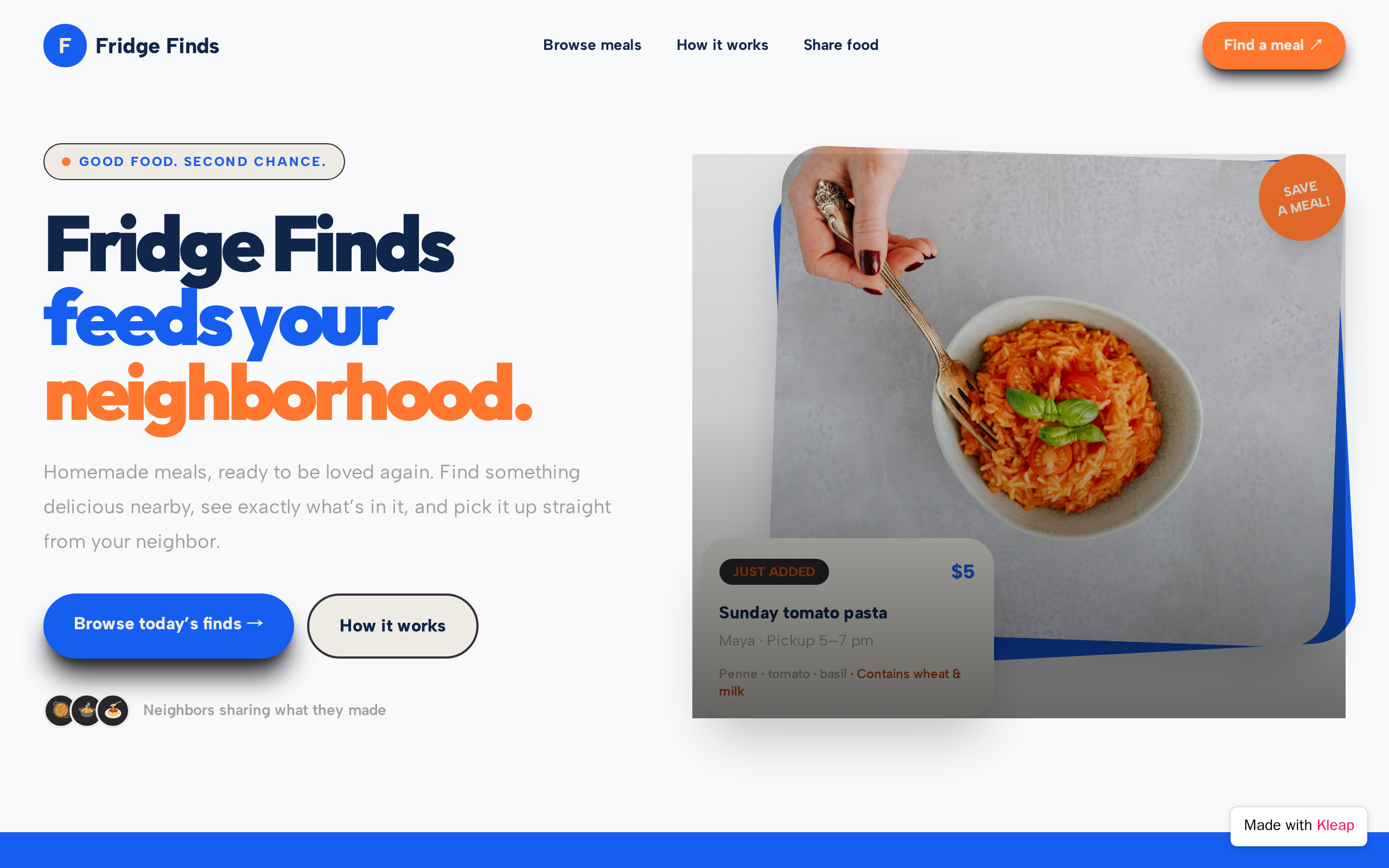 Fridge Finds website example