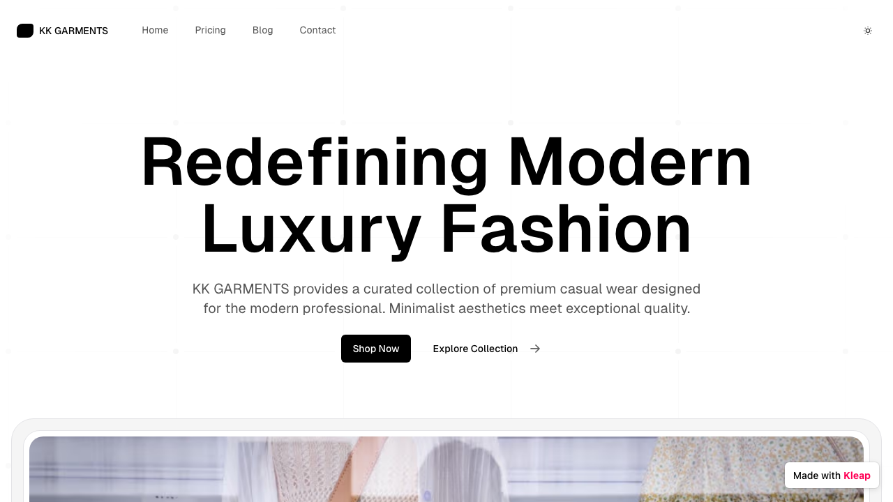 KK GARMENTS website example