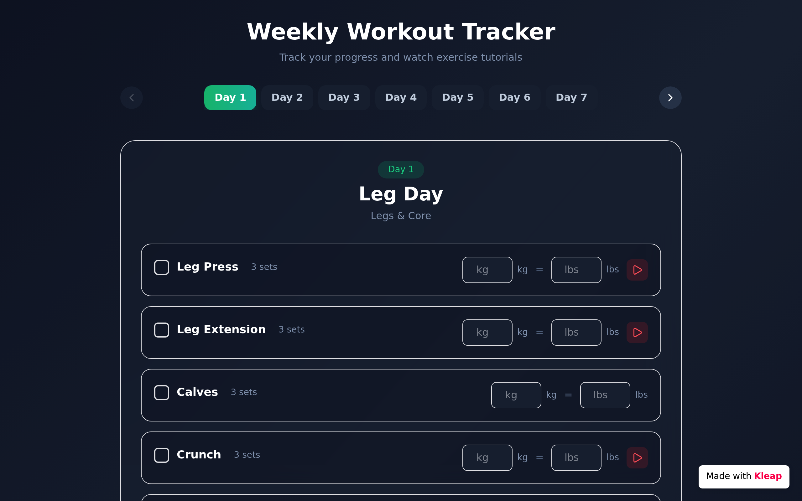 Leg Press website example